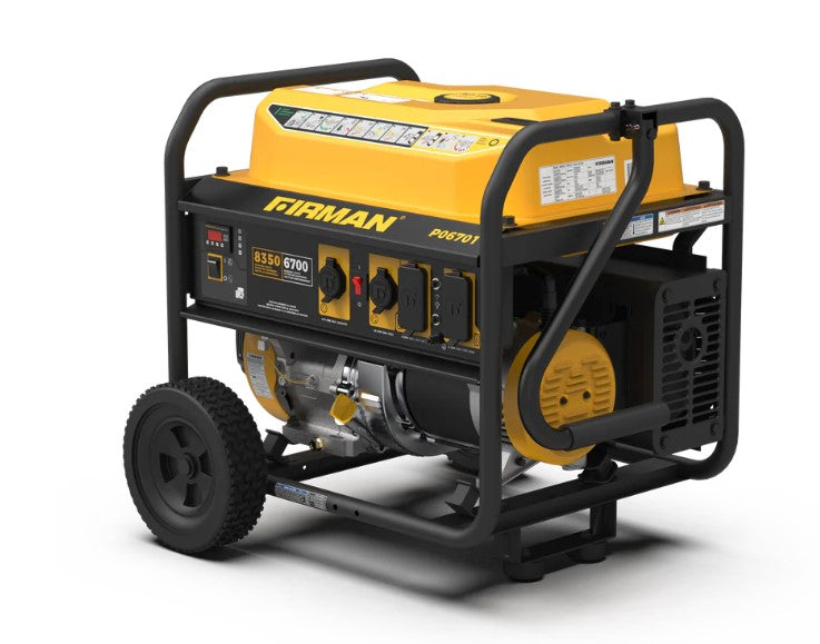 Firman P06701 6700W/8350W Portable Gas Generator with 30 Amp 120V/240V Recoil Start - Ideal for Home Backup Power, Camping & Outdoor Activities