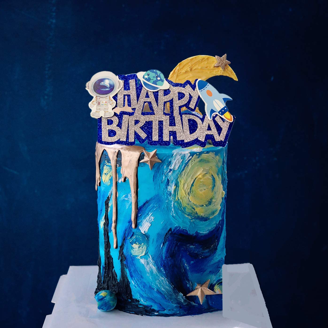JeVenis Space Birthday Cake Topper Set - Astronaut, Rocket & Cupcake Decorations for Galaxy Themed Parties - Perfect for Kids Birthday Cakes, Baby Showers & Space-Themed Celebrations