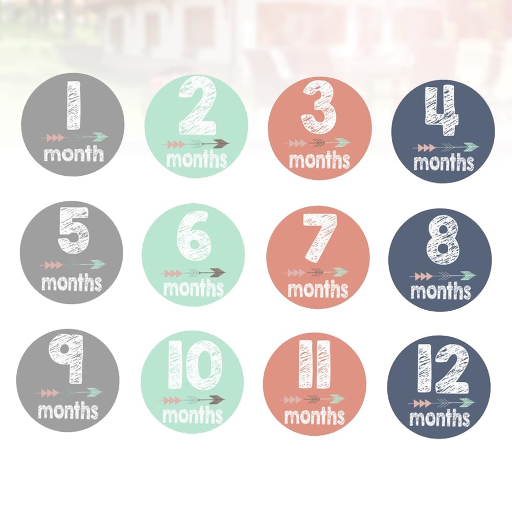 NUOBESTY 12-Piece Baby Monthly Milestone Stickers Set for Boys & Girls - Perfect for 1-12 Month Photo Shoots, Baby Showers & First Birthday Decorations