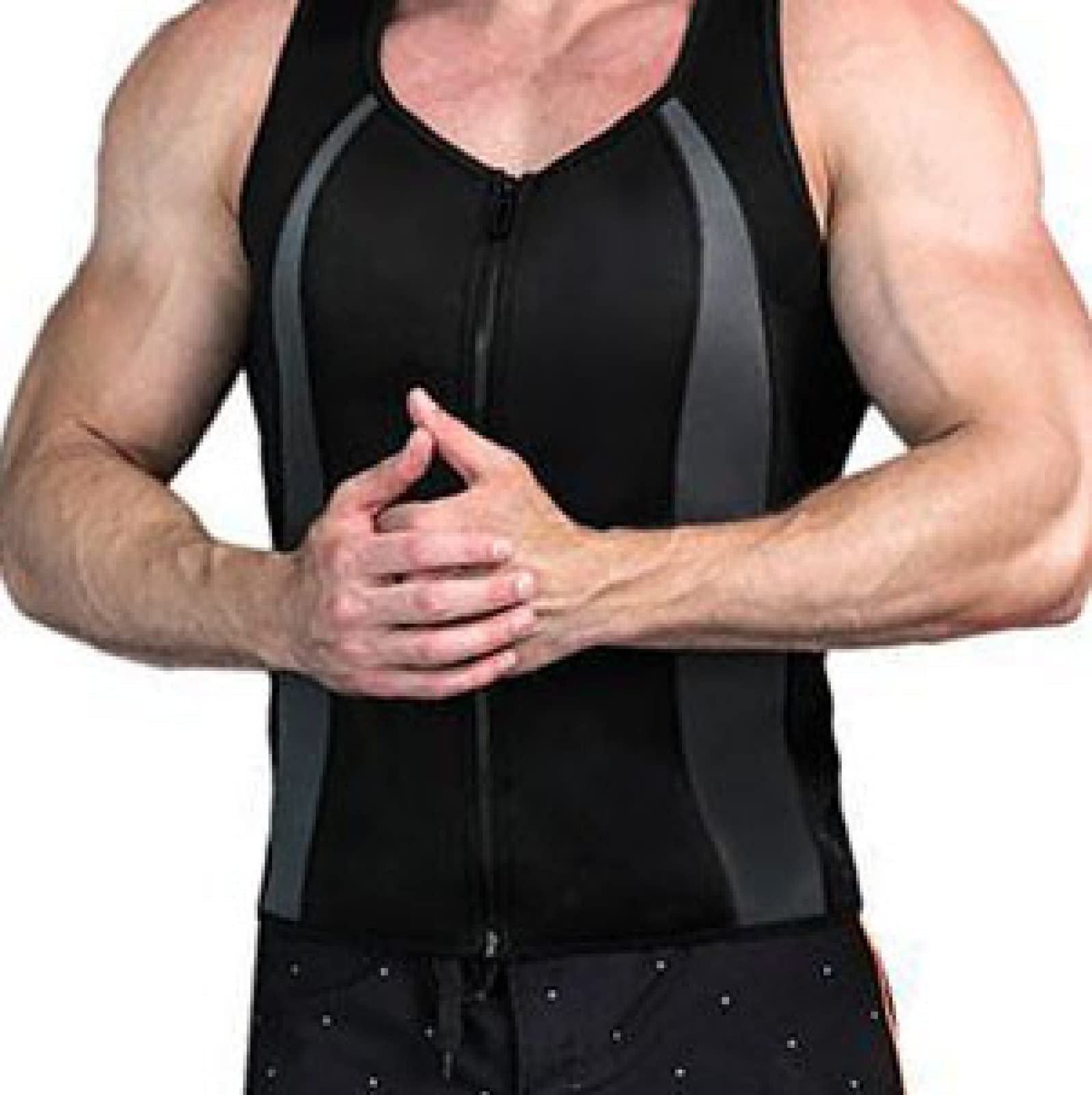ChyJoey Sauna Vest for Men - Heat Trapping & Hi-Compression Body Shaper Shirt with Zipper Tummy Control for Weight Loss - Ideal for Workouts, Running & Post-Surgery Recovery