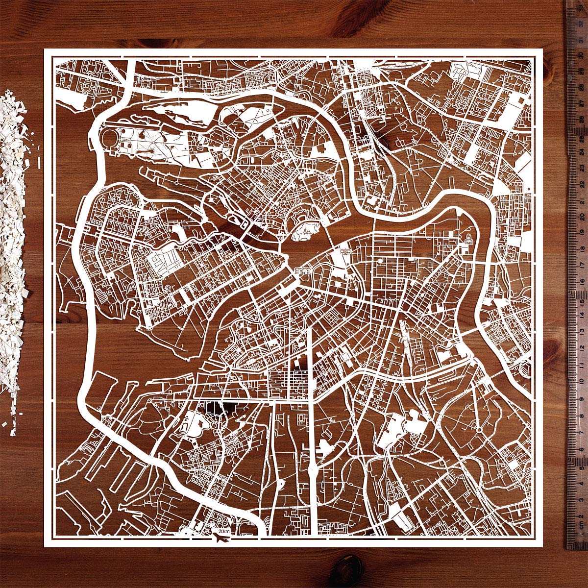 Saint Petersburg Russia Paper Cut Map - White 12x12 Inches Handmade Paper Art Wall Decor for Home, Office & Gift Giving