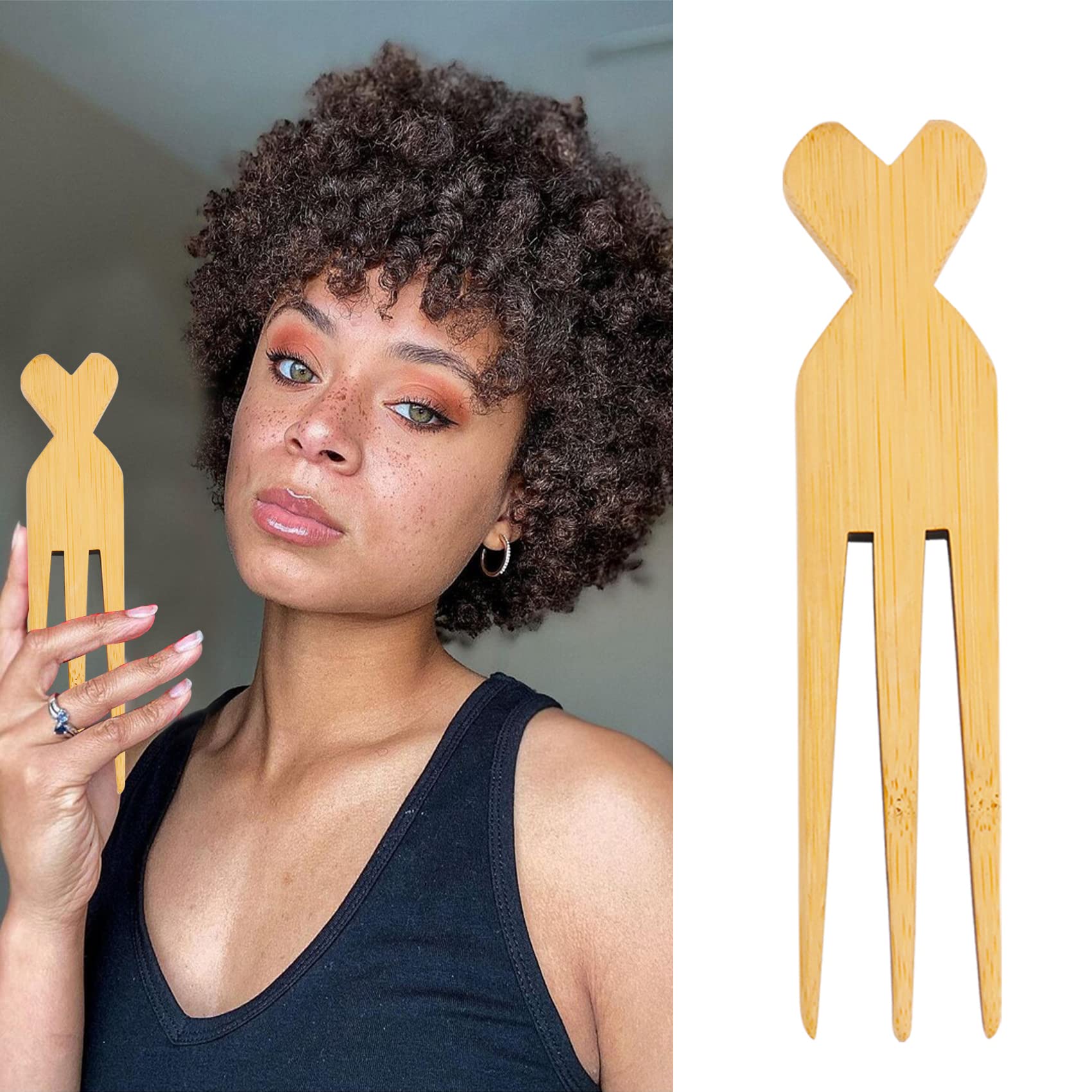 Wide Tooth Afro Pick Comb for Curly Hair - 3 Prong African Hair Comb for Natural Black Hair Care & Styling | Perfect for Detangling, Shaping Afro & Protective Hairstyles