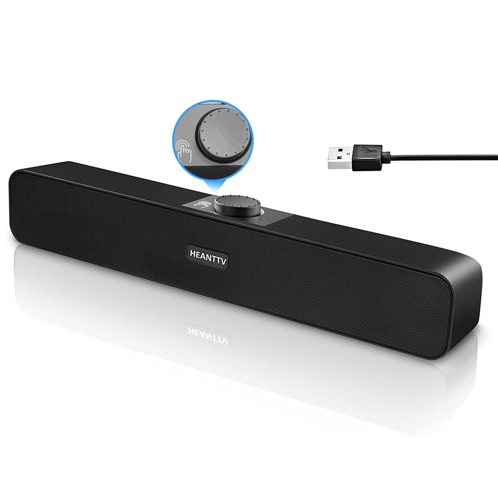 USB PC Speakers with Volume Control - Stereo Sound Bar for Monitor, Laptop, PS5 & Smartphones - Perfect for Gaming & Home Office