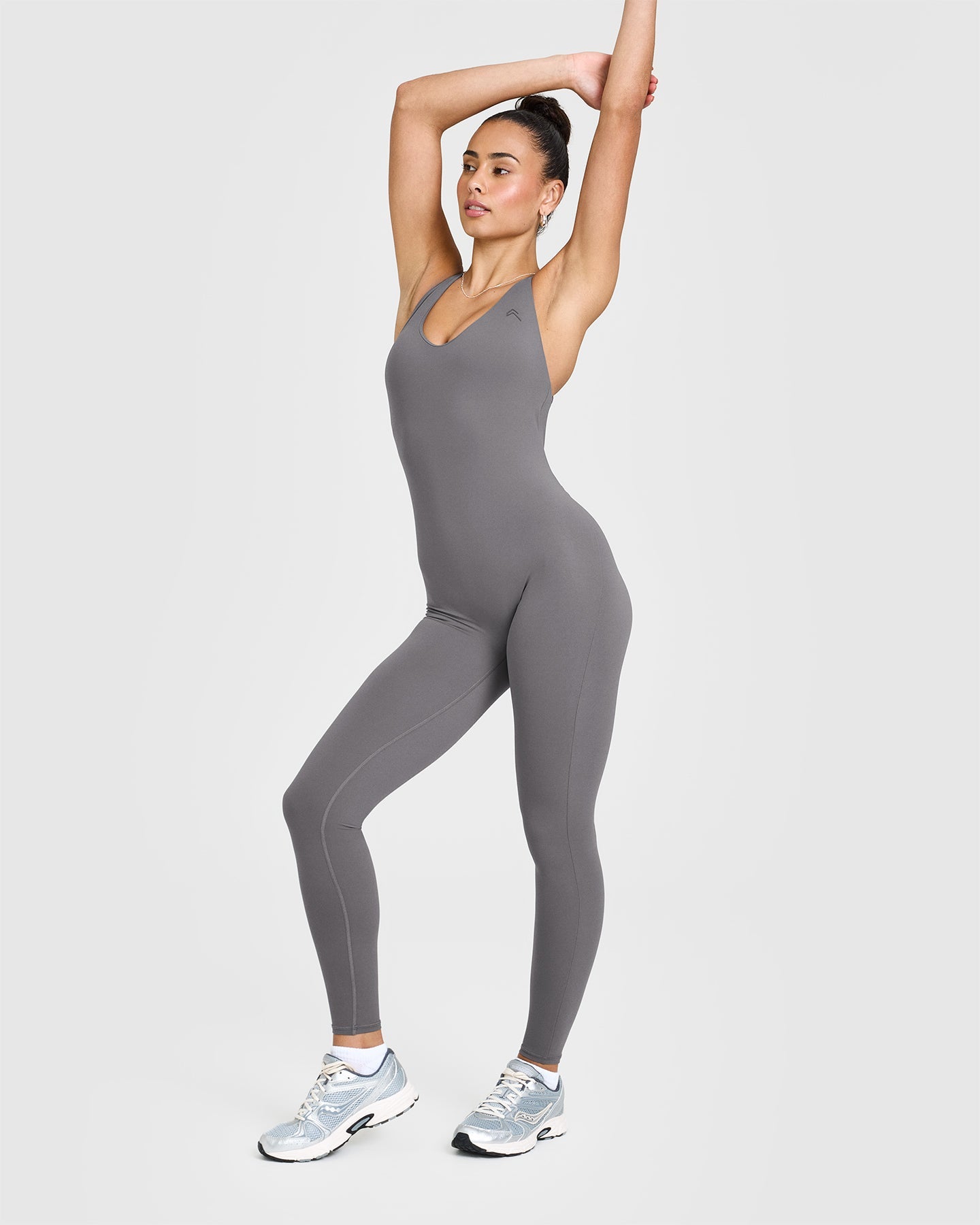 Unified Scoop Back All-in-One Long Sleeve Bodysuit - Ash Grey | Women's Seamless Layering Top for Workout, Yoga & Casual Wear