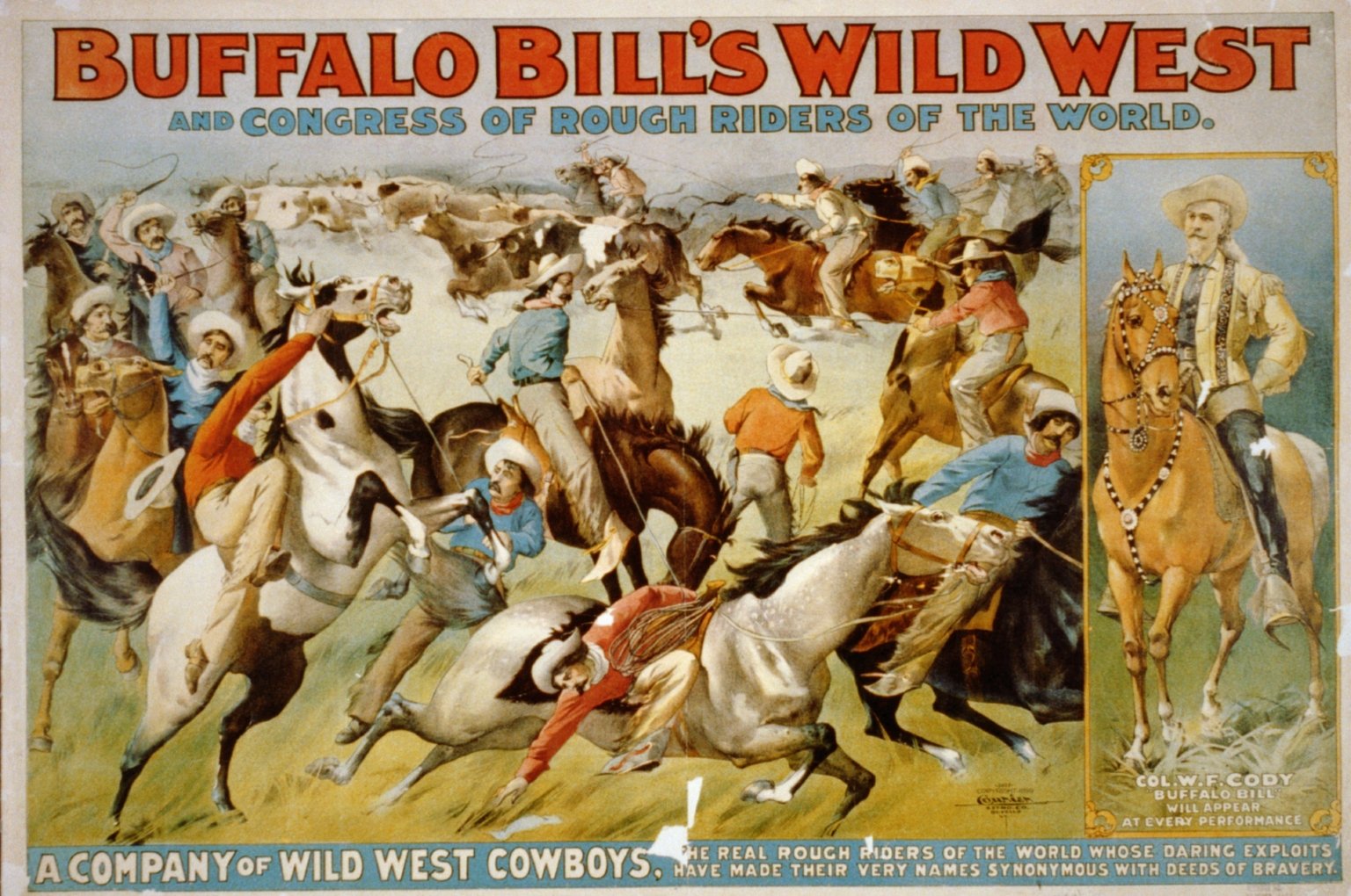 Buffalo Bill's Wild West Show 1899 Vintage Poster Art Print - Western Cowboy Decor Photo 20x30 Inches - Perfect for Home, Office & Western Themed Room Decor