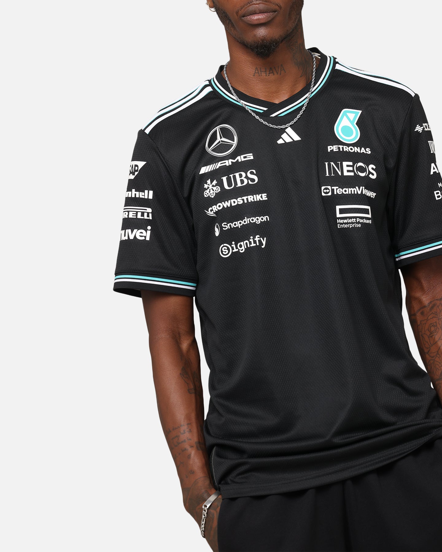 Adidas x Mercedes AMG Petronas Formula One F1 2025 Authentic Drive T-Shirt - Black | Official Motorsport Fan Apparel for Racing Enthusiasts