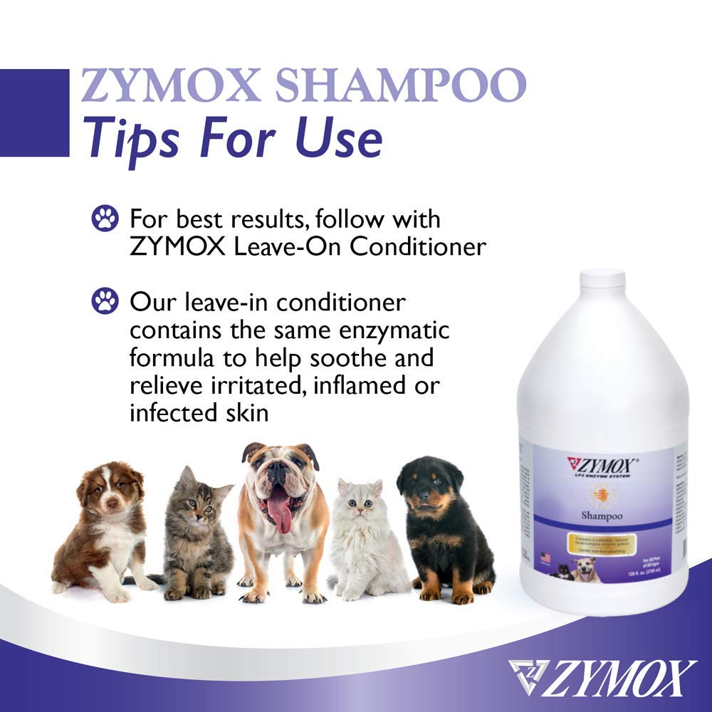 Zymox Enzymatic Shampoo for Dogs & Cats - 1 Gallon with Vitamin D | Gentle Pet Shampoo for Itchy Skin, Allergies & Odor Control