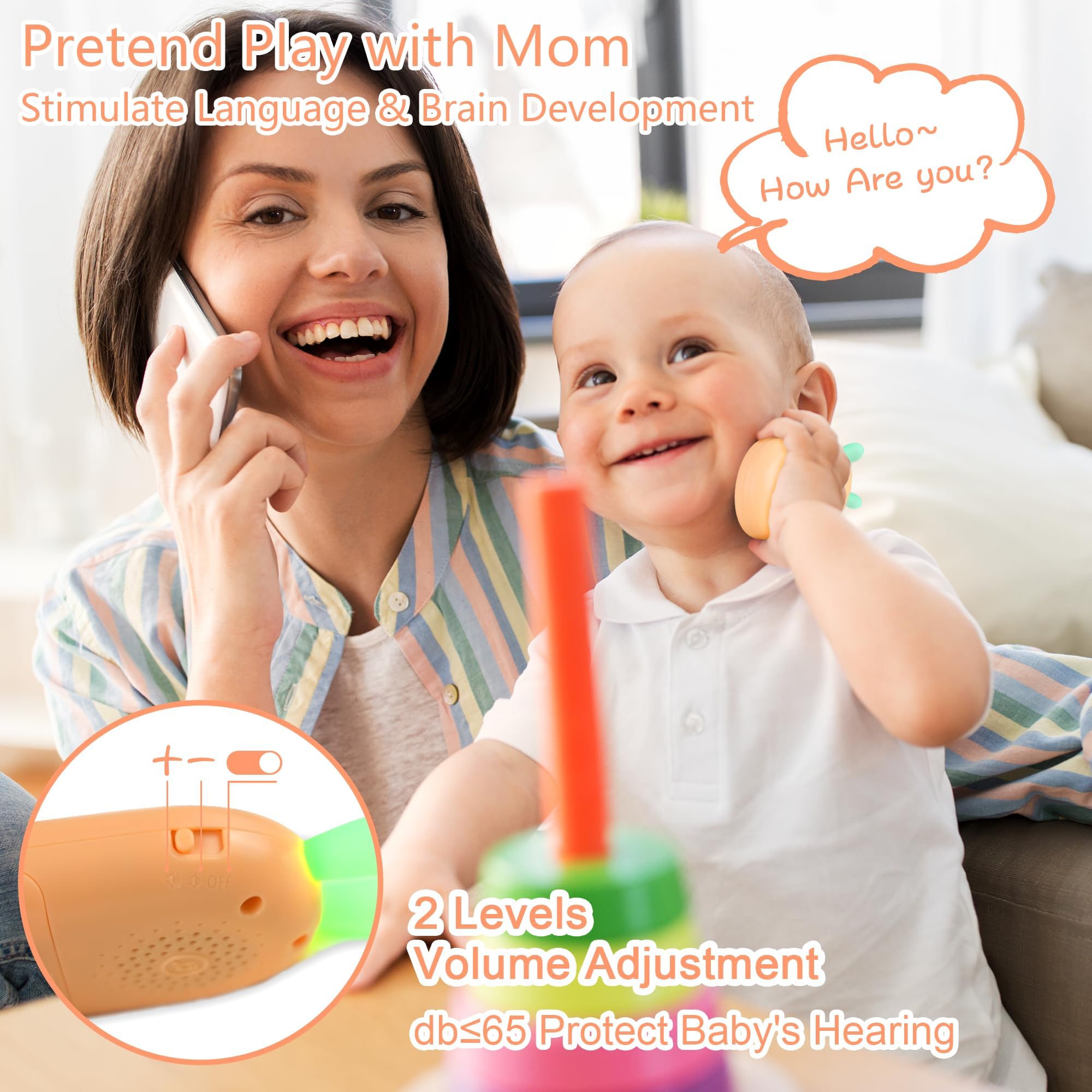 Richgv Baby Sensory Learning Toy - 12-in-1 Interactive Cell Phone with Lights & Sounds, Teething Toy for Infants 6-12 Months | Perfect 1st Birthday Gift for Girls | Early Learning & Soothing Playtime Essential