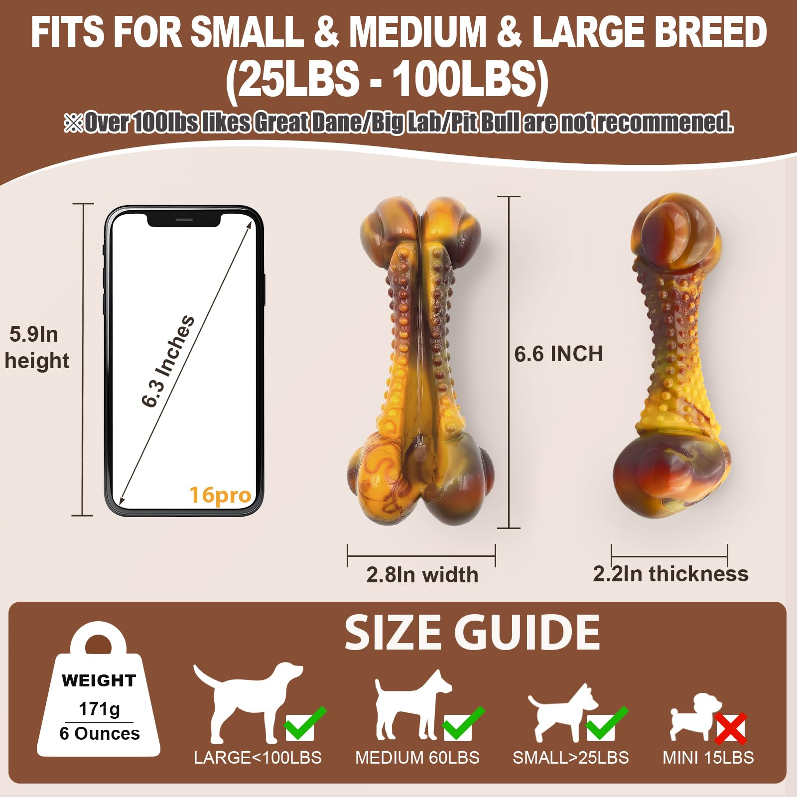 Indestructible Dog Chew Toys for Aggressive Chewers - Tough Nylon Durable Chew Toy for Small, Medium & Large Breeds with Bacon Flavor - Interactive Pet Toy to Keep Dogs Busy - Best Gift for Puppy & Adult Dogs (Great for Teething, Boredom & Anxiety Relief)