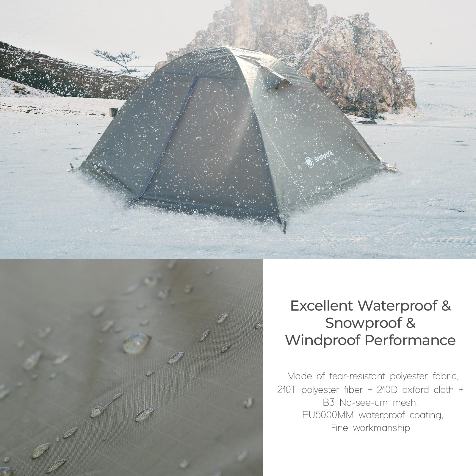 1-2 Person 4 Season Backpacking Tent - Ultralight Winter Camping Tent for Extreme Cold Weather, Waterproof Double Layer Easy Setup Tent for Hiking, Mountaineering & Family Outdoor Adventures | Perfect for Alpine Expeditions & Snow Camping