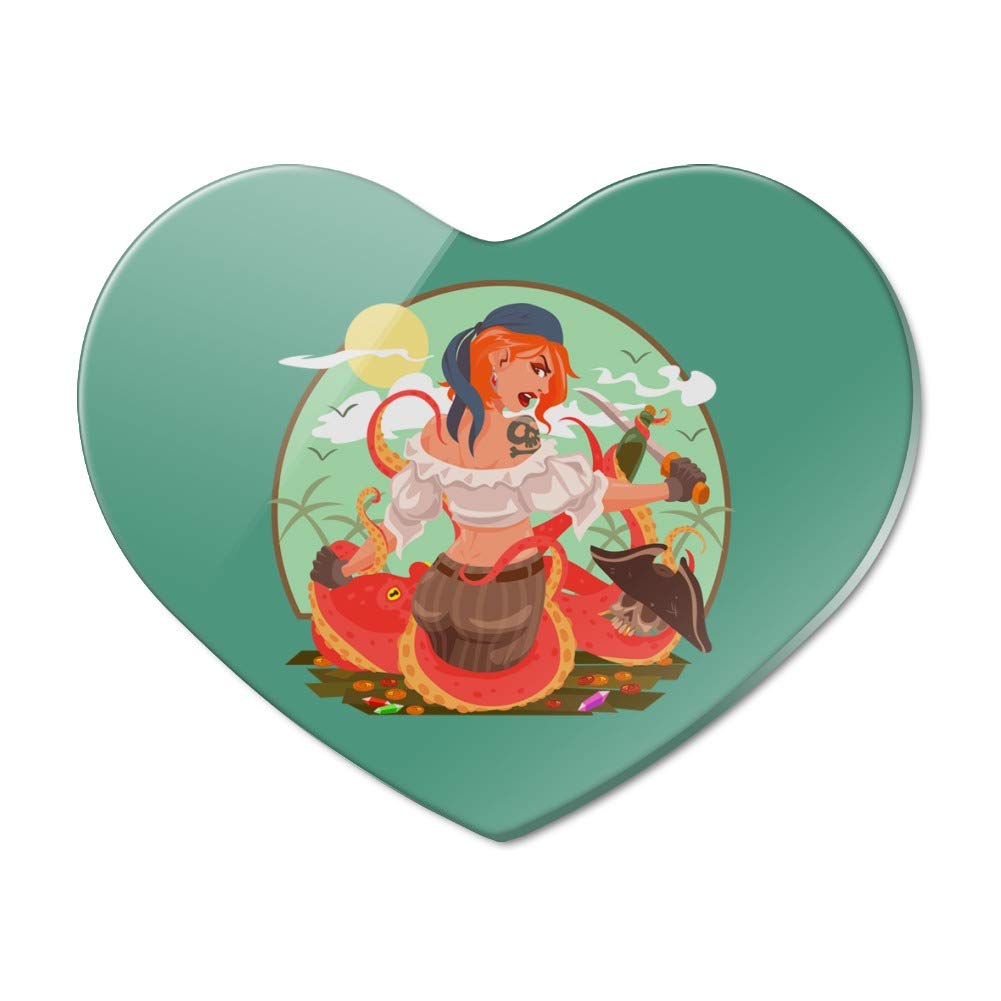 Octopus & Pirate Booty Heart Acrylic Fridge Magnet - Cute Kitchen Decor for Refrigerator, Office, Dorm & Gifts