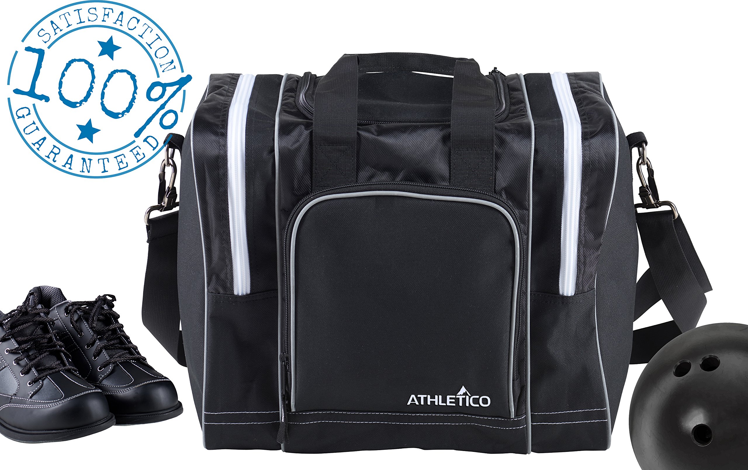 **Athletico Single Bowling Ball Tote Bag with Padded Holder - Fits Men's Size 14 Shoes & Accessories - Perfect for League Play, Practice & Tournaments**