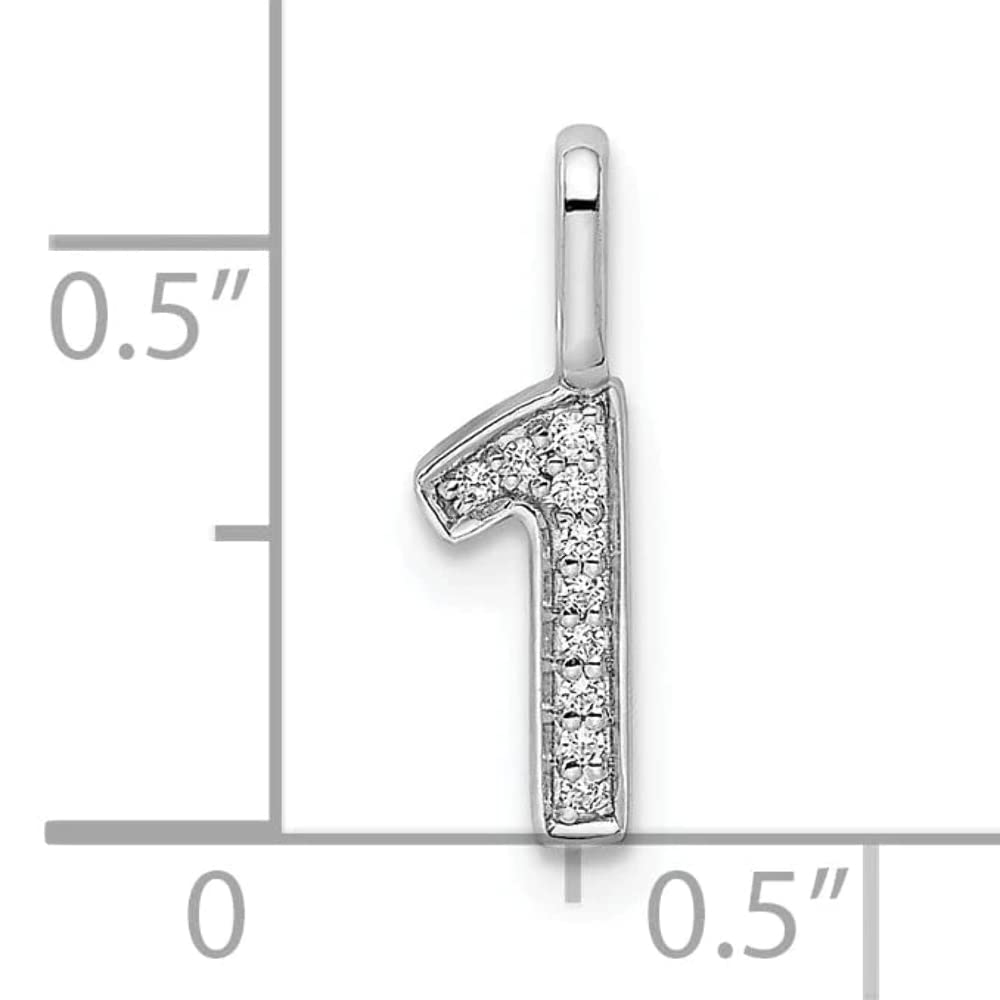 14K White Gold Diamond Women's Number 1 Charm Pendant - Elegant Bijou Polished Jewelry for Birthday, Anniversary & Graduation Gifts
