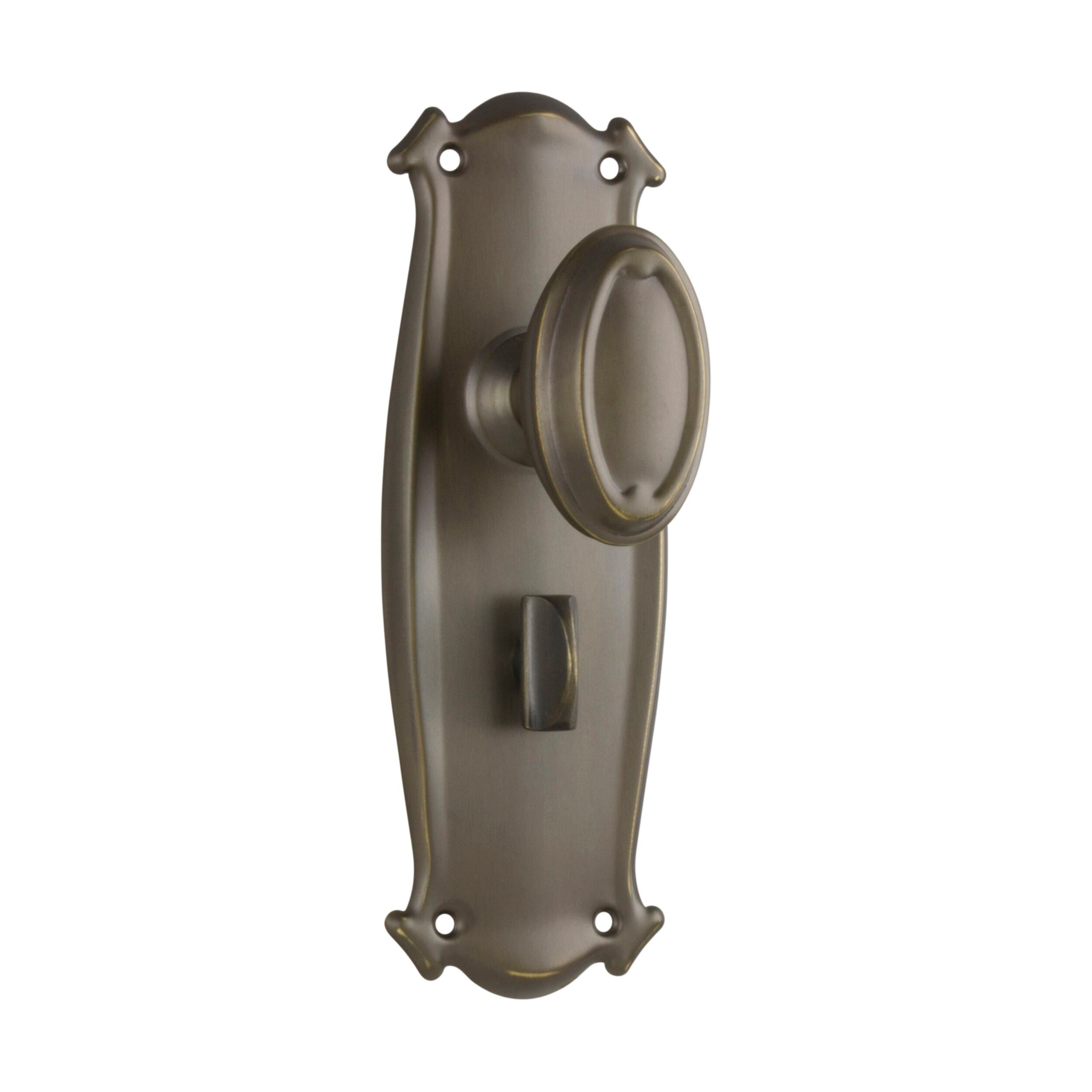 Vintage Antique Brass Door Knob Set - Bungalow Privacy Pair (H197xW68xP60mm) for Bedroom, Bathroom & Interior Doors - Classic Hardware for Home Decor