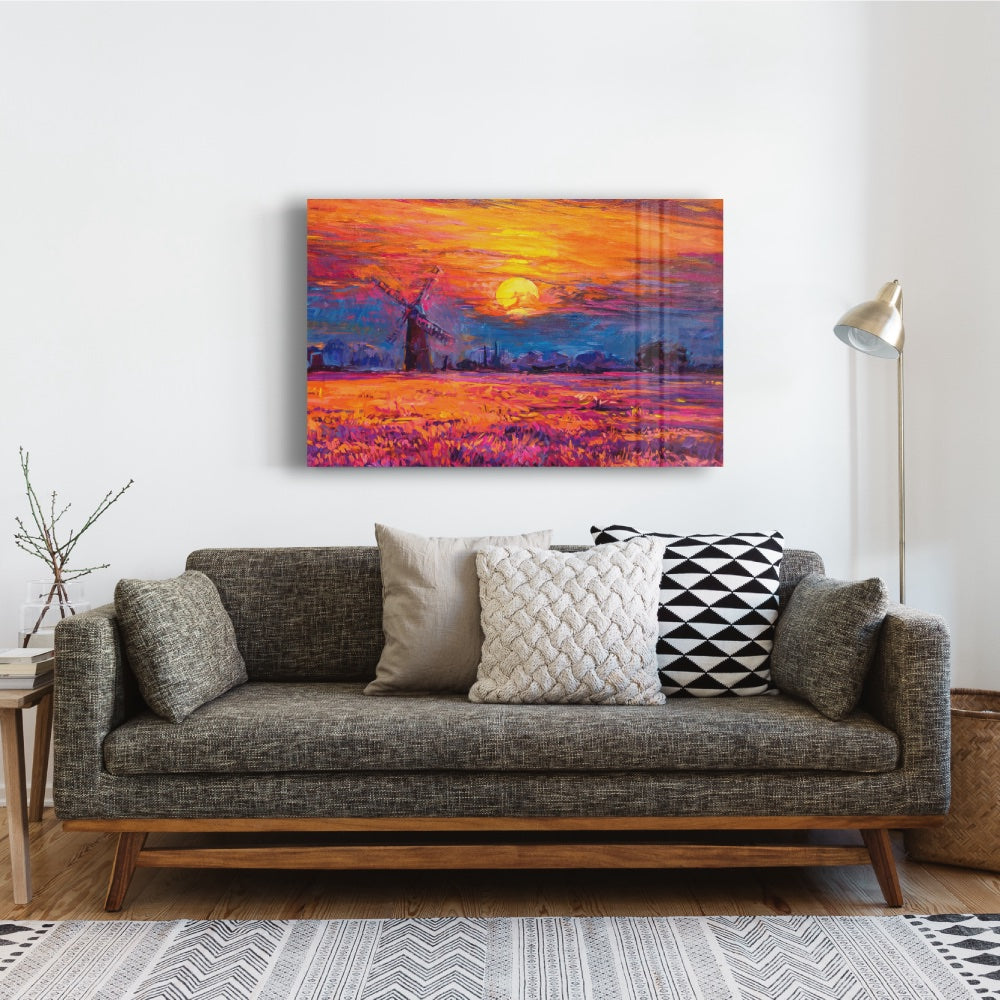 Stunning Sunset Wall Art - Handmade Canvas Painting for Home & Office Decor - Perfect for Living Room, Bedroom, or Gift