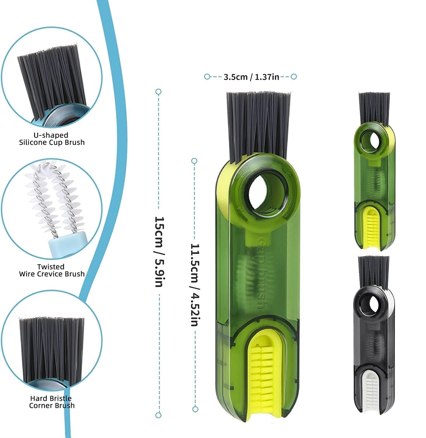 AUGEN 3-in-1 Multifunctional Cleaning Brush for Bottles, Cups, Straws & Nipples - Tiny Detail Groove Cleaner for Baby Bottles, Travel Mugs & Kitchenware (Pack of 2) - Perfect for Infant Feeding, Dishwashing & Household Cleaning