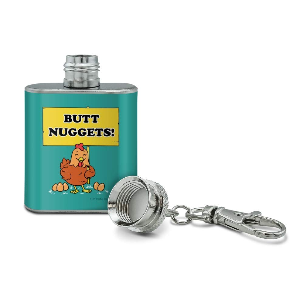 Funny Chicken Egg Mini Flask Keychain - 1oz Stainless Steel Humor Gift for Parties, Travel & Everyday Carry