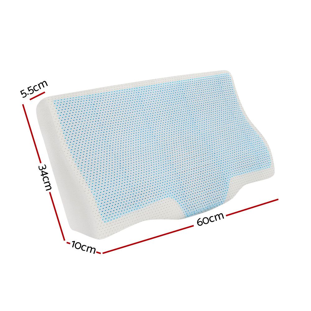 Giselle Bedding Memory Foam Contour Pillow with Cooling Gel & Bamboo Cover - Orthopedic Support for Neck Pain Relief, Perfect for Side, Back & Stomach Sleepers - Home, Office & Travel Use