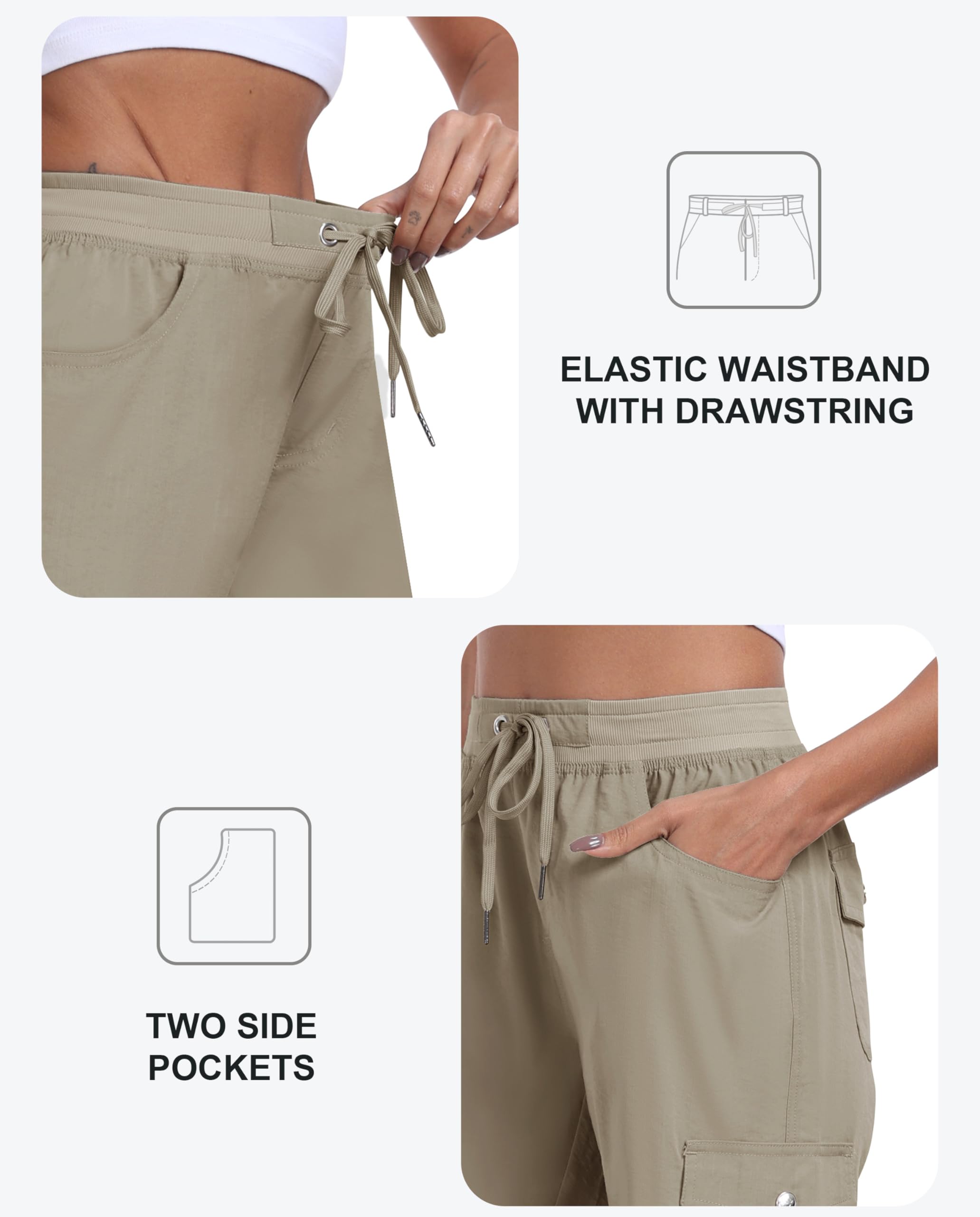 MoFiz Women's Hiking Shorts - Quick Dry Athletic Cargo Shorts with Pockets for Outdoor Running & Summer Adventures | Perfect for Trail Hiking, Gym Workouts & Travel