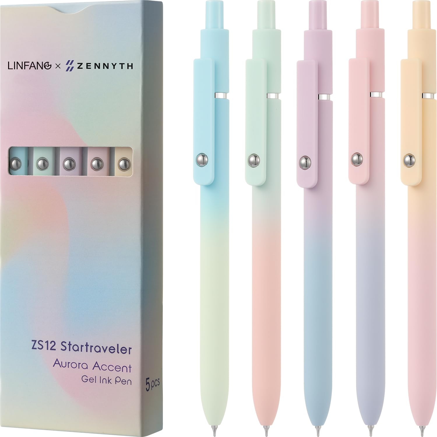 LINFANC 5-Pack Cute Gel Pens 0.7mm Medium Point Black Ink Pens for Journaling, School & Office Supplies - Smooth Writing for Note Taking, Bullet Journal, Planner & Art Projects