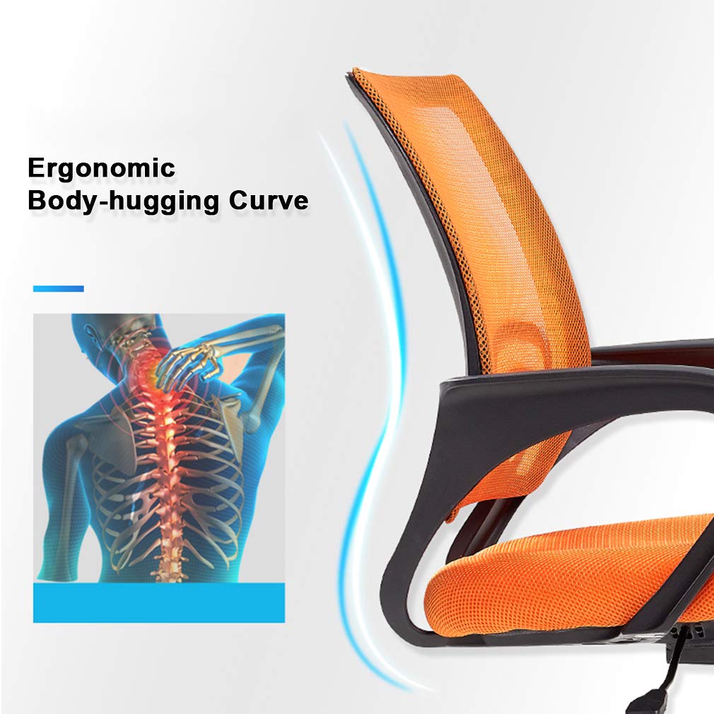 Ergonomic Mesh Office Chair with Lumbar Support - Adjustable Height, Swivel & Rolling Wheels - Modern Executive Desk Chair for Women & Men (2-Pack, Orange) - Perfect for Home Office, Gaming & Workspaces
