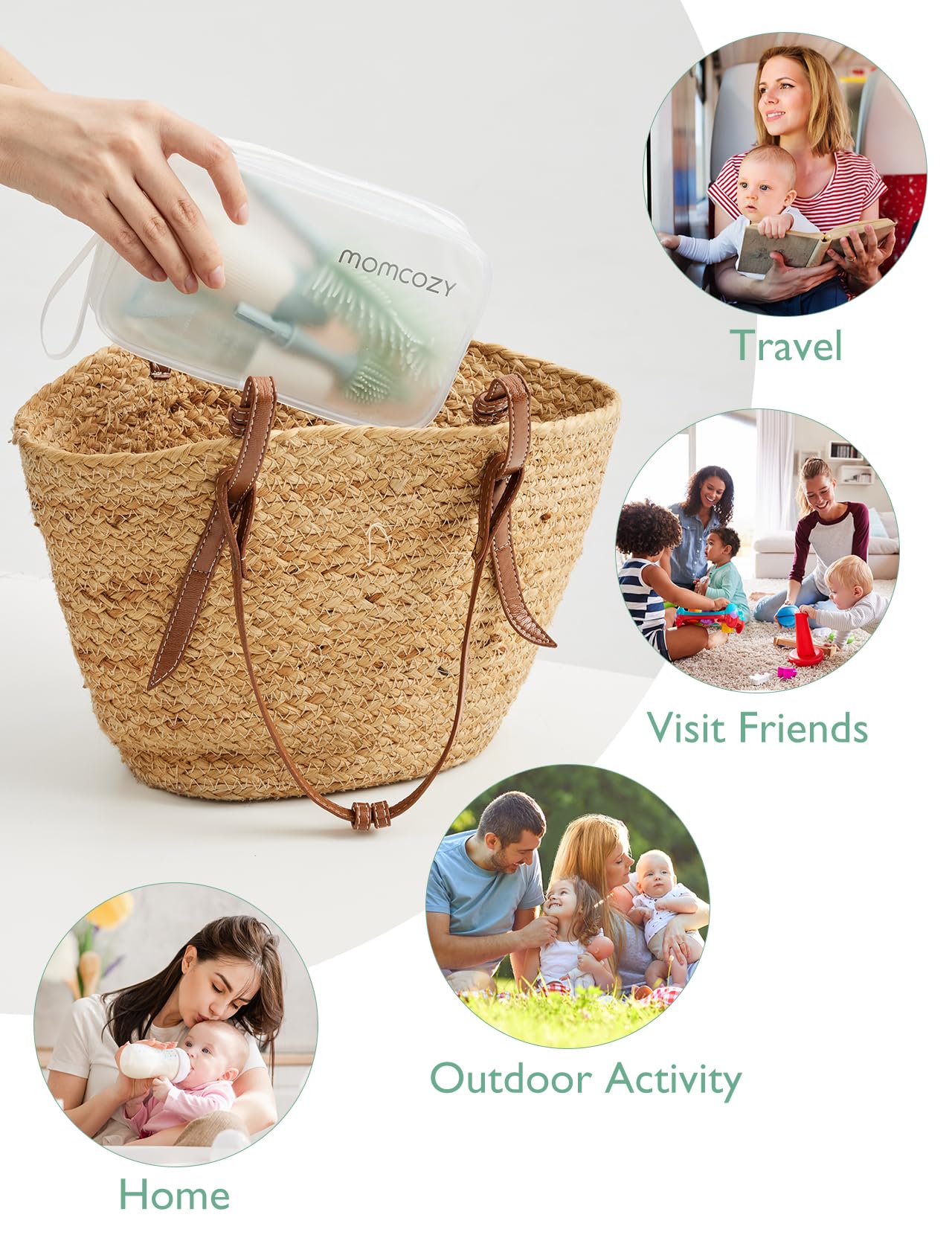 Momcozy Portable Breast Milk Warmer for Travel - USB Powered Bottle Warmer with Bottle Brush Kit - Perfect for On-the-Go Nursing Moms & Pumping at Work