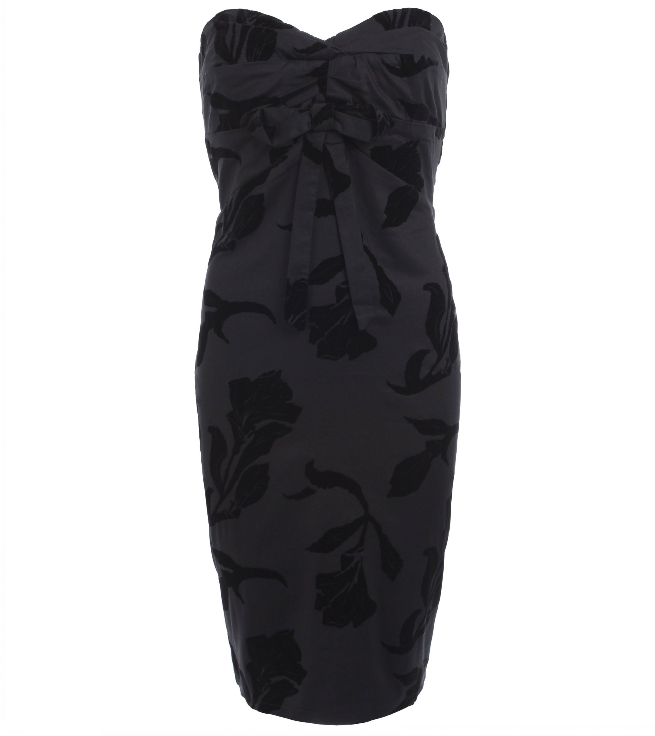 Women's Knee Length Sweetheart Floral Strapless Dress - Summer Wedding Guest Dress, Beach Party Outfit, Cocktail Attire