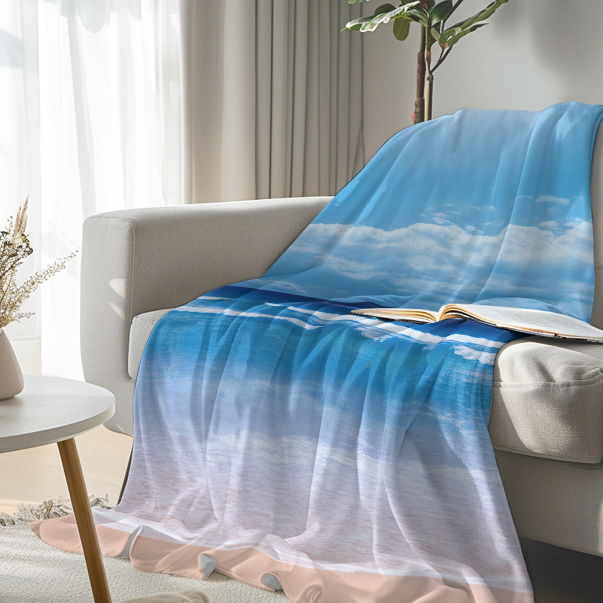 Cozy Flannel Fleece Blanket for Beach, Camping & Outdoor Adventures - Soft & Warm Throw for Picnics, Travel & Home Comfort