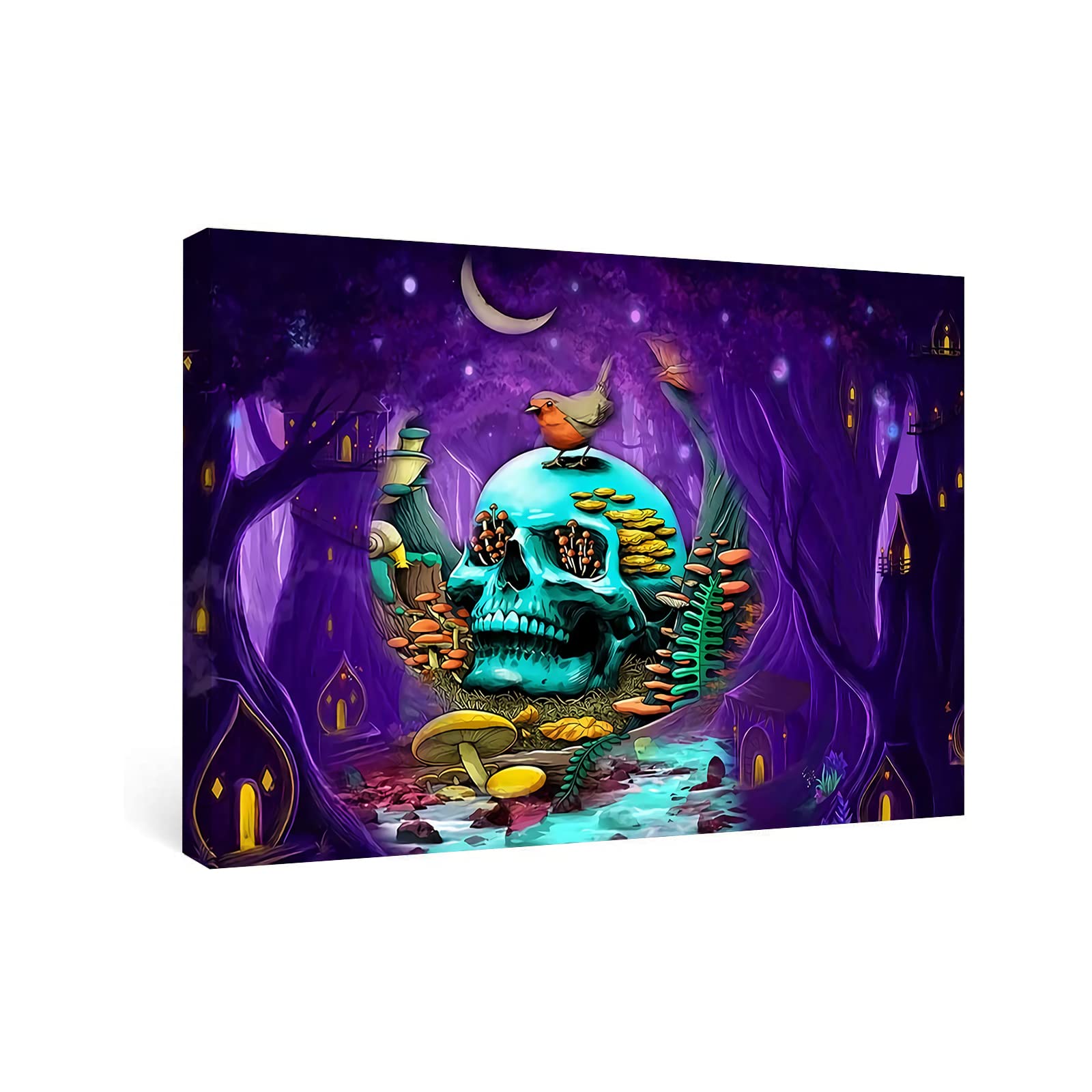 Youshosho Skull Wall Art Prints - Gothic Home & Office Decor - Framed Canvas Artwork for Living Room, Bedroom, or Man Cave