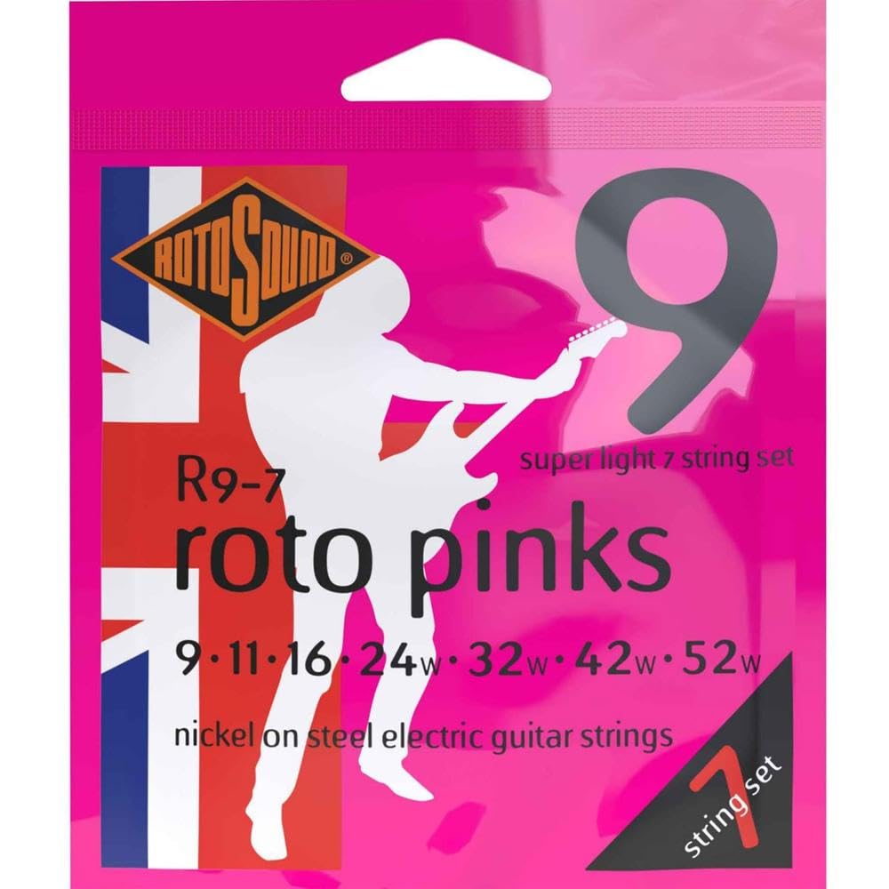 Rotosound R9-7 Nickel Super Light 7 String Electric Guitar Strings (9-11-16-24-32-42-52 Gauge) - Perfect for Rock, Metal & Extended Range Playing