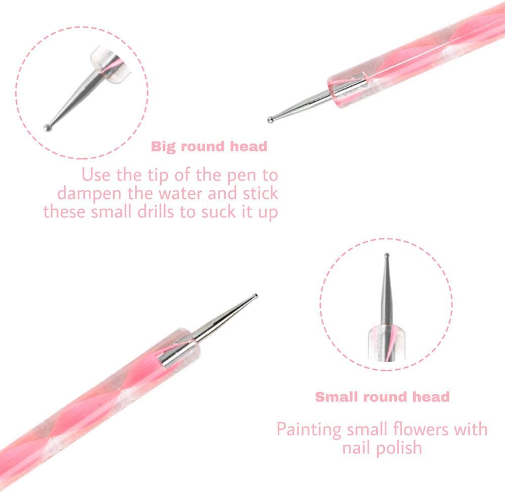 5-Piece Dual-Ended Nail Art Dotting Pen Set - Acrylic Nail Design Tools with 2-Way Dotting Tips & Bonus Nail Buffer - Perfect for DIY Manicures, Salon Nail Art, and Gel Polish Designs