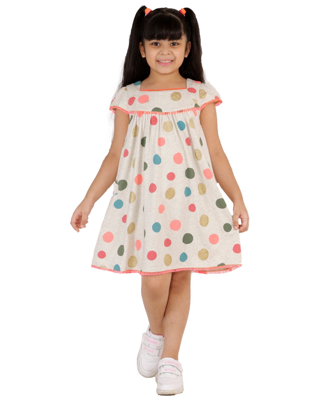 Stylish Multicolor Polka Dot Jersey Dress for Women - Comfortable & Trendy Summer Casual Wear for Outings, Parties & Beach Vacations