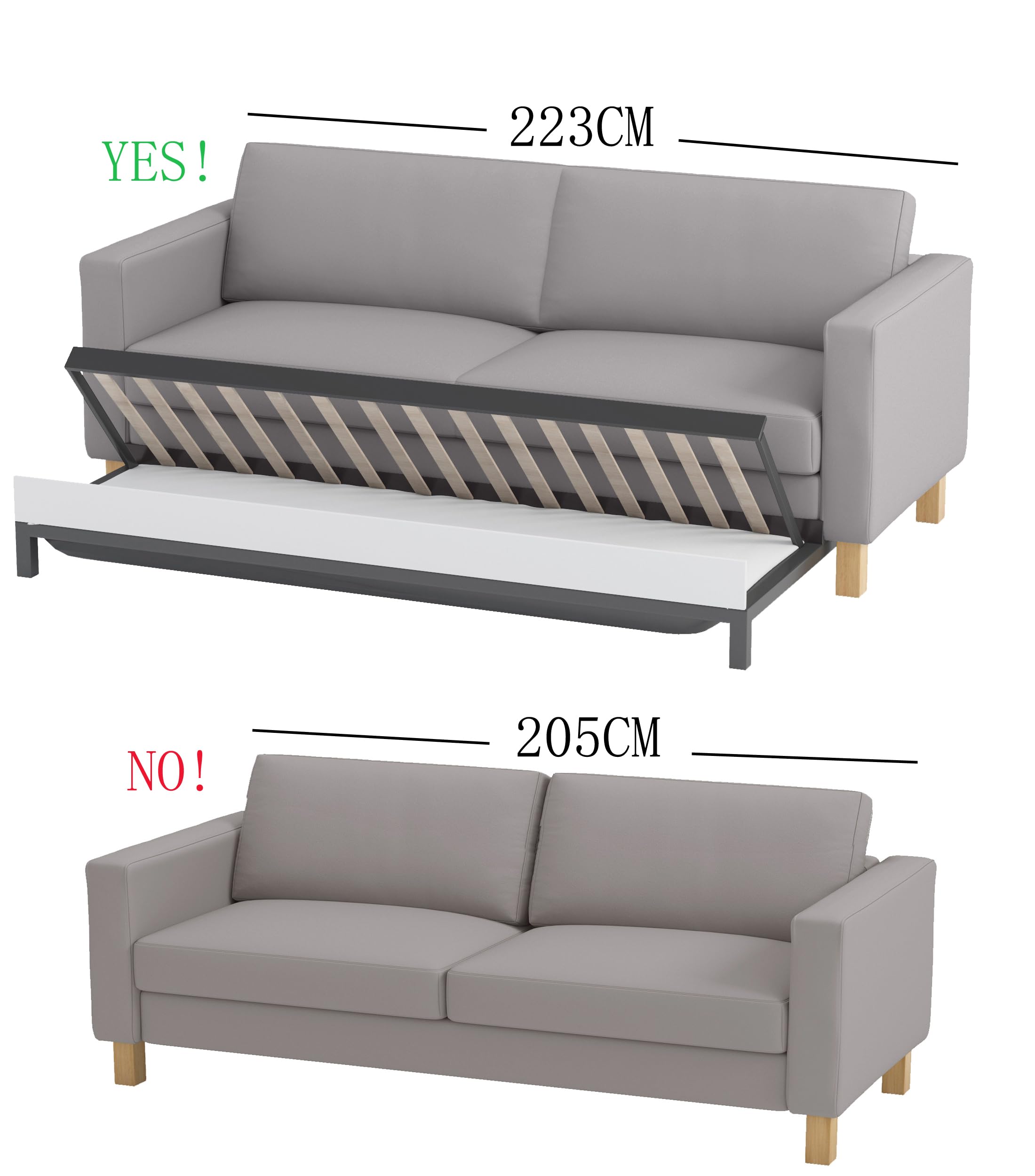 Durable Cotton Sofa Cover for IKEA Karlstad 3-Seater Sofa Bed - Thick White Slipcover Replacement | Home Decor Protection | Perfect for Living Room, Family Room & Guest House