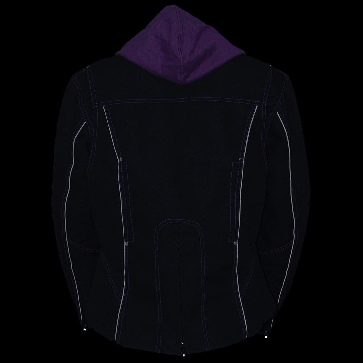 Milwaukee Leather MPL1967 Women's 3/4 Sleeve Hooded Black & Purple Motorcycle Jacket with Reflective Tribal Design - Plus Size 5XL - Perfect for Riding & Outdoor Adventures