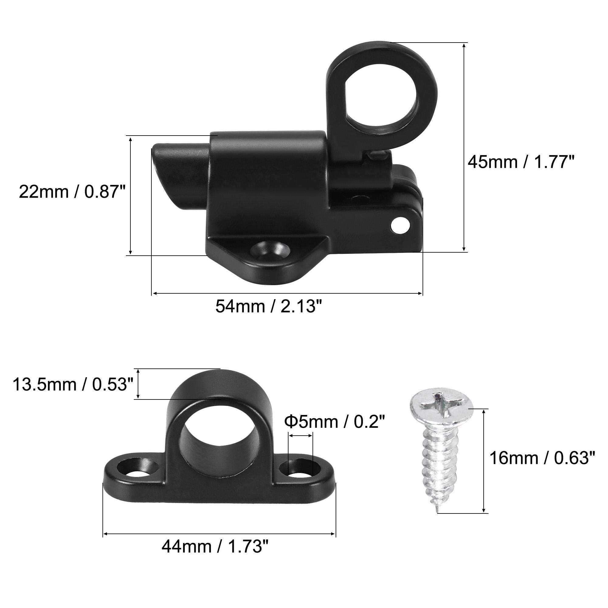 uxcell Aluminum Alloy Spring Bolt Lock - Automatic Security Latch for Doors, Windows & Gates - Heavy Duty Black Bounce Lock for Home & Commercial Security (Indoor/Outdoor Use)