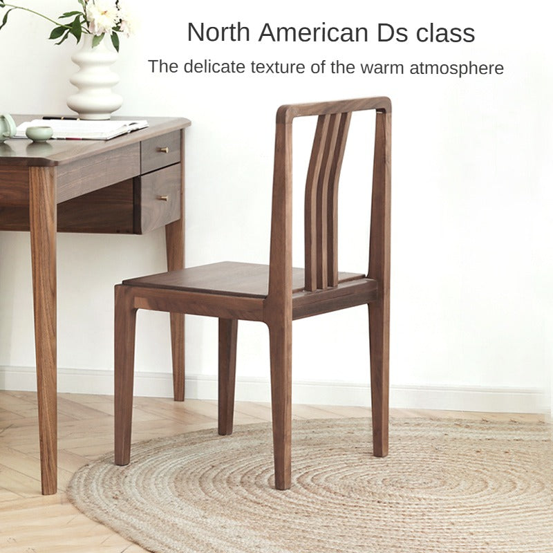 Premium Black Walnut Solid Wood Dining Chairs Set of 4 with Comfortable Backrest - Elegant Kitchen & Dining Room Furniture for Family Gatherings & Dinner Parties