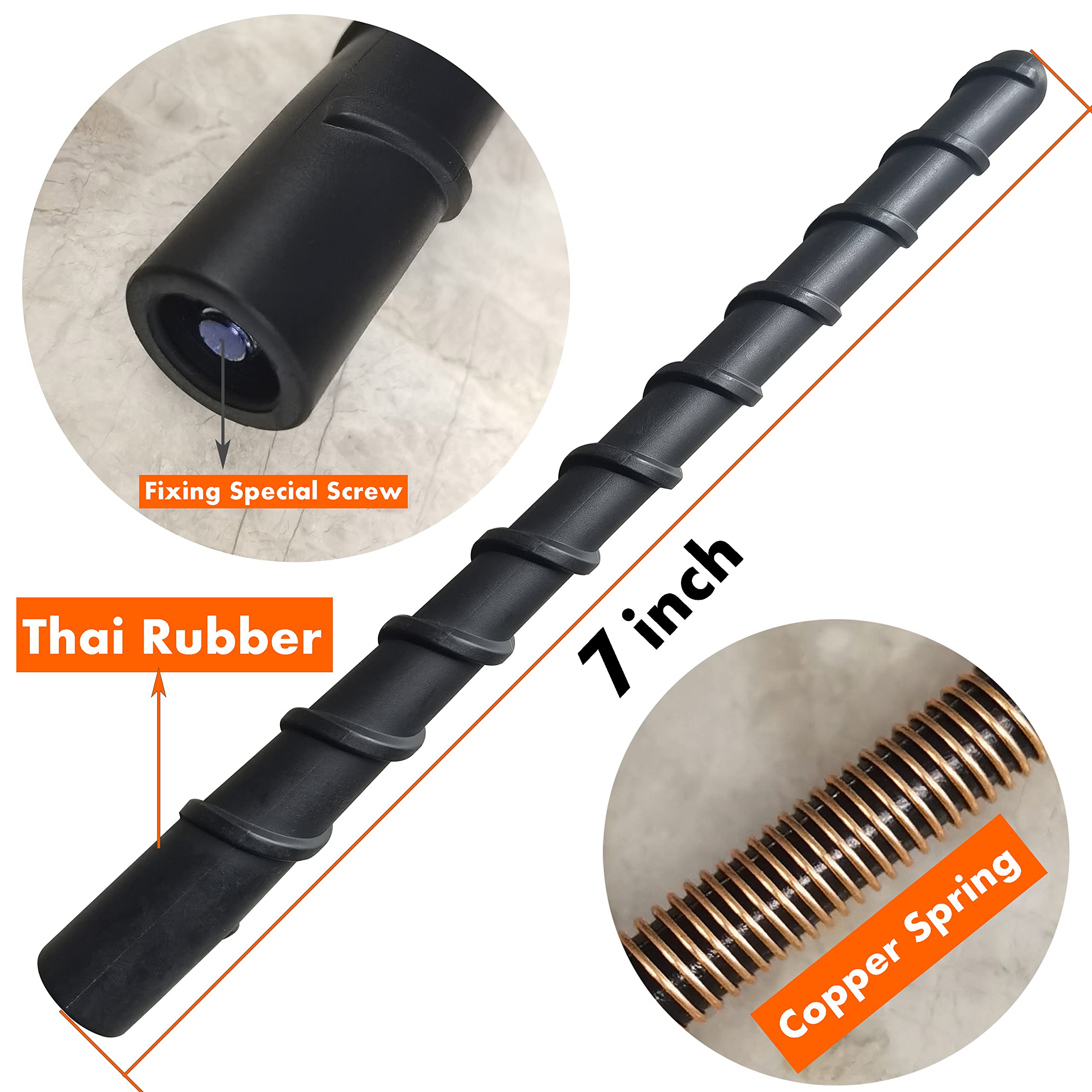 7 Inch Flexible Spiral Rubber Antenna Replacement for Mitsubishi Lancer (2008-2017) - Car Wash Proof, Internal Copper Coil Antenna Mast - Perfect for Improved FM/AM Radio Reception & Car Wash Safety