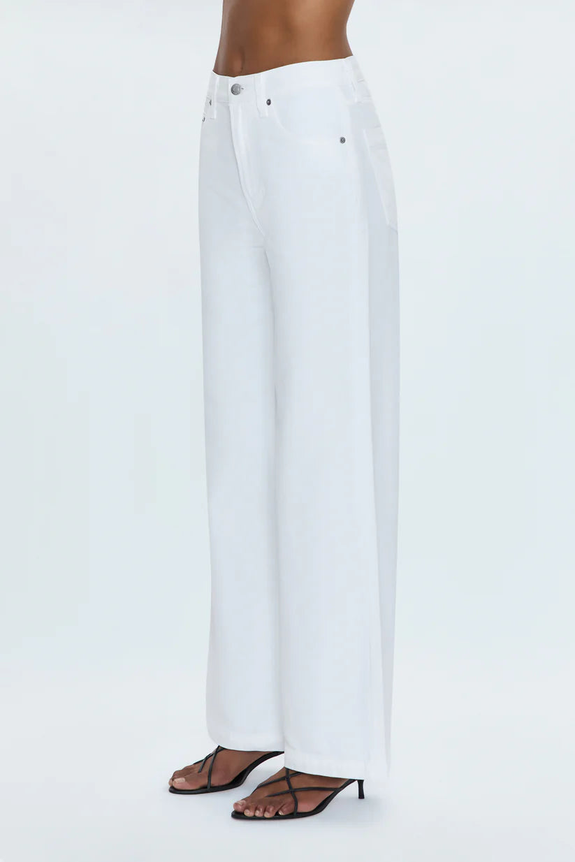 Jadyn Low Slung Palazzo Jean in Vivid White - High Waist Wide Leg Pants for Women | Comfortable Stretchy Denim Trousers | Perfect for Casual Wear, Office Outfits & Date Nights