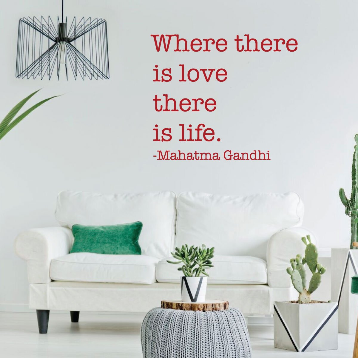 Inspirational Wall Decals with Mahatma Gandhi Quote - 'Where There Is Love There Is Life' - Removable Vinyl Stickers for Home, Bedroom, Nursery & Office Decor - Perfect for Living Room, Dorm & Gift Ideas