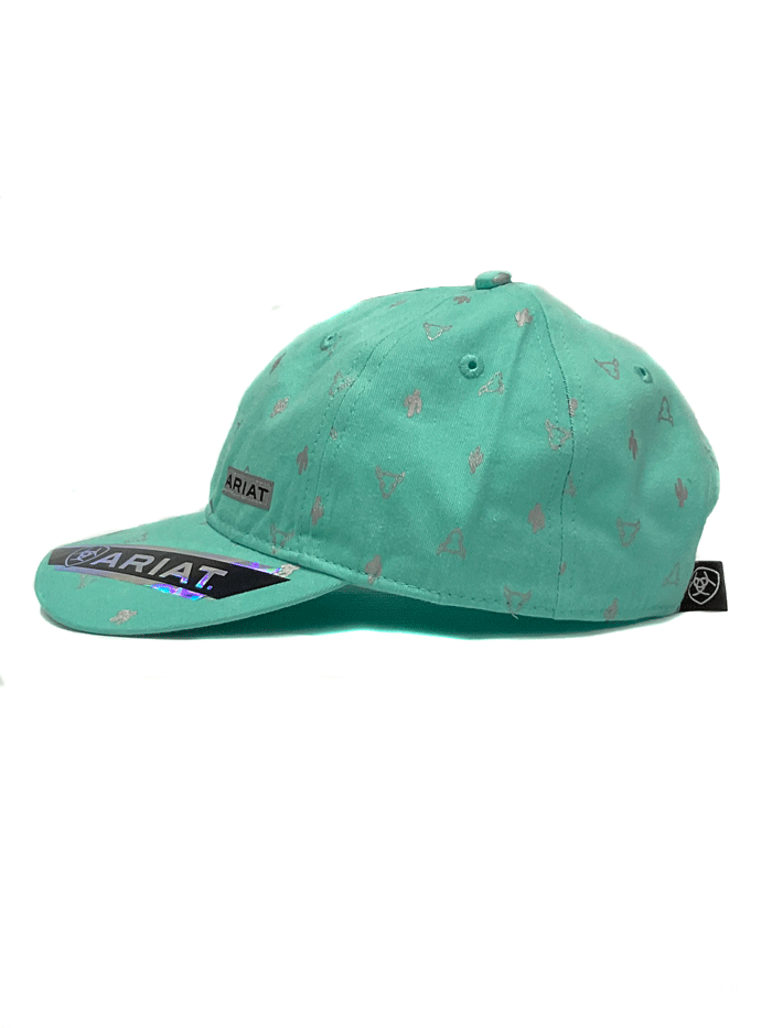 Ariat A300062433 Women's Cactus Bull Skull Cap in Turquoise - Perfect for Western Rodeo, Country Music Festivals & Cowgirl Fashion
