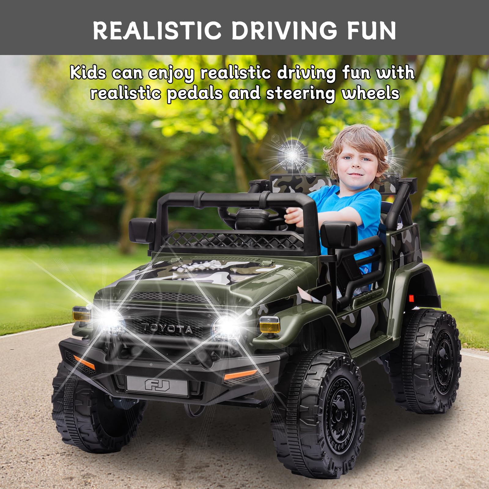Bobike 12V Kids Ride-On Truck Toy Car - Battery Powered Electric Vehicle with 2.4G Remote Control for Ages 3-8 Years - Double Opening Doors, Music & USB Port - Perfect Gift for Boys & Girls (Green) - Ideal for Outdoor Play, Birthday Presents & Family Fun Activities