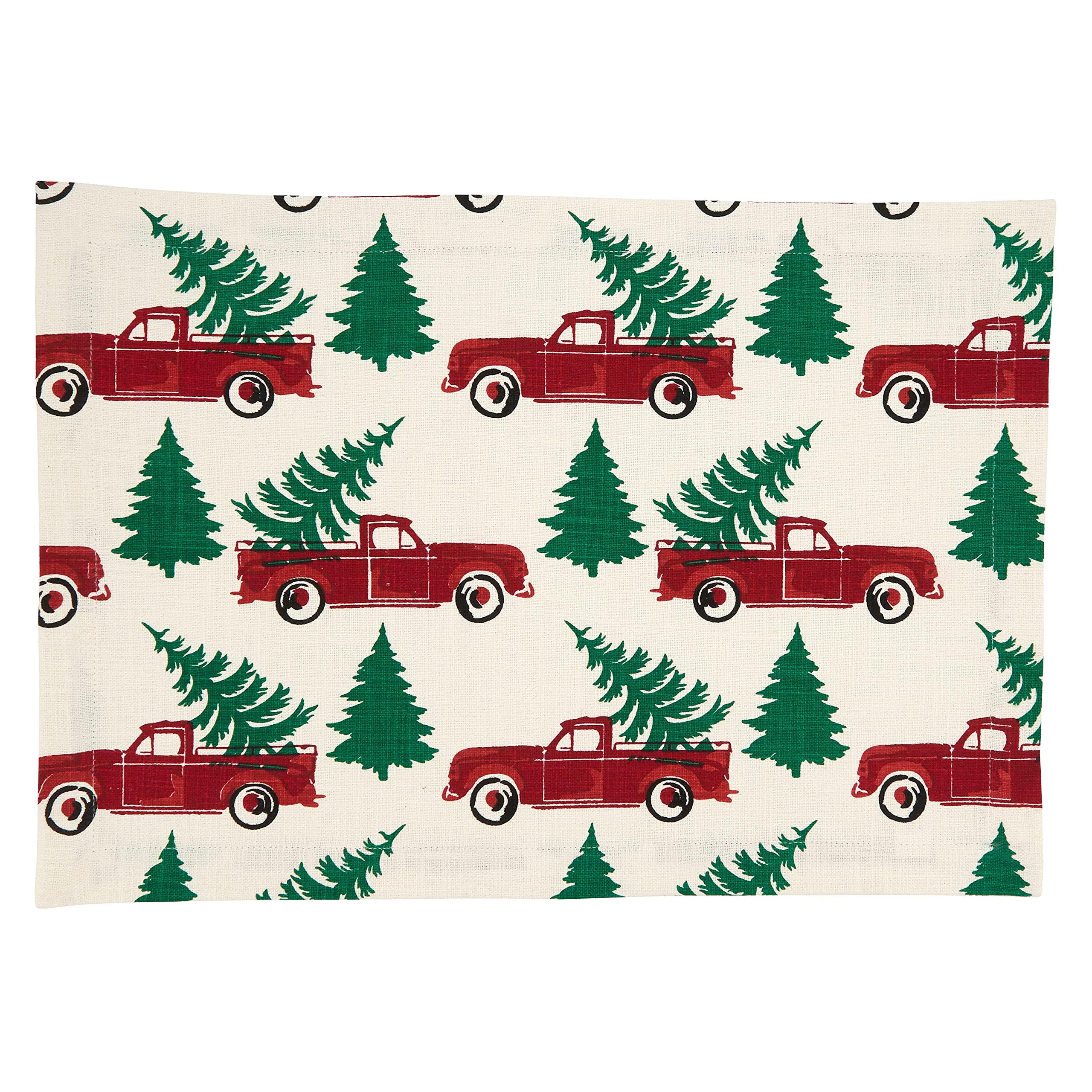 Christmas Truck Placemats Set of 4 - Holiday Dinner Table Decorations for Christmas Party, Winter Home Decor, Festive Dining Accessories