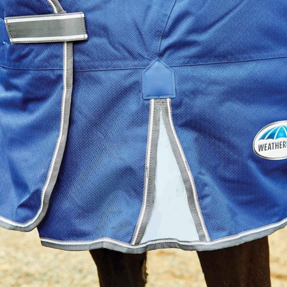 WeatherBeeta ComFiTec Premier Free II Standard Neck Lite Horse Blanket - Breathable, Waterproof Turnout Rug for Horses - Dark Blue/Grey/White, 87