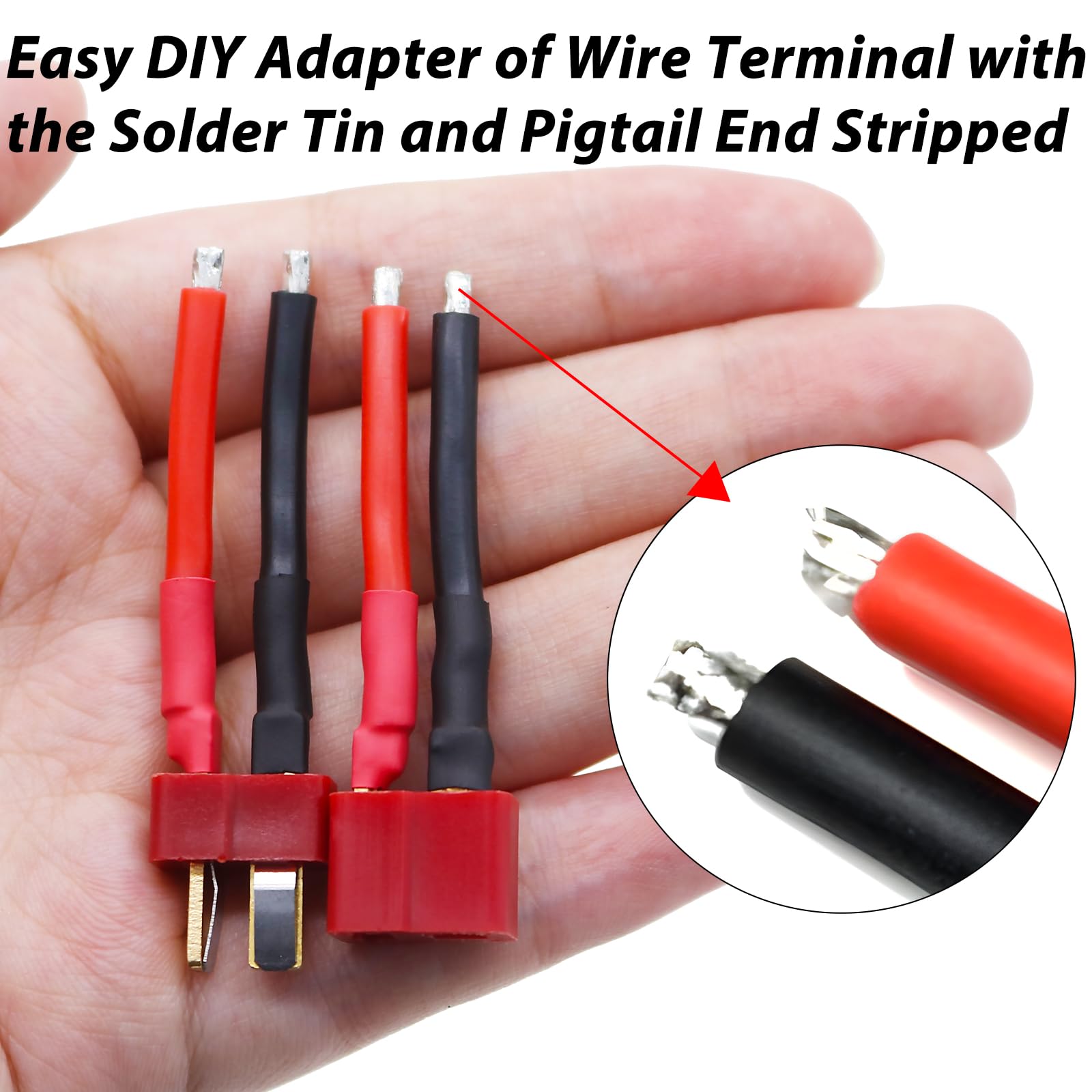 10PCS Deans T Plug Connectors - Female & Male 14AWG Silicone Wire Cable for RC Car, Drone, Lipo Battery - DIY RC Model Accessories (5 Female + 5 Male) - Perfect for RC Hobbyists, Battery Upgrades & DIY Electronics Projects