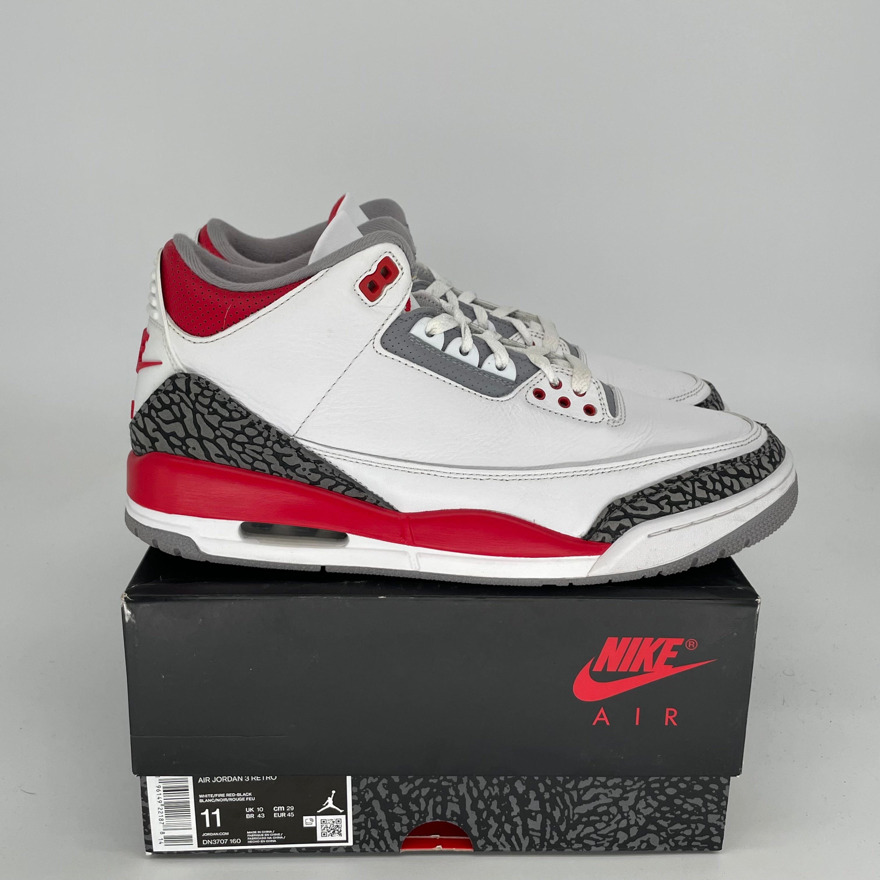 Air Jordan 3 Retro 'Fire Red' Men's Basketball Shoes Size 11 - DN3707-160 | Authentic Nike Sneakers for Sports, Streetwear & Casual Outfits