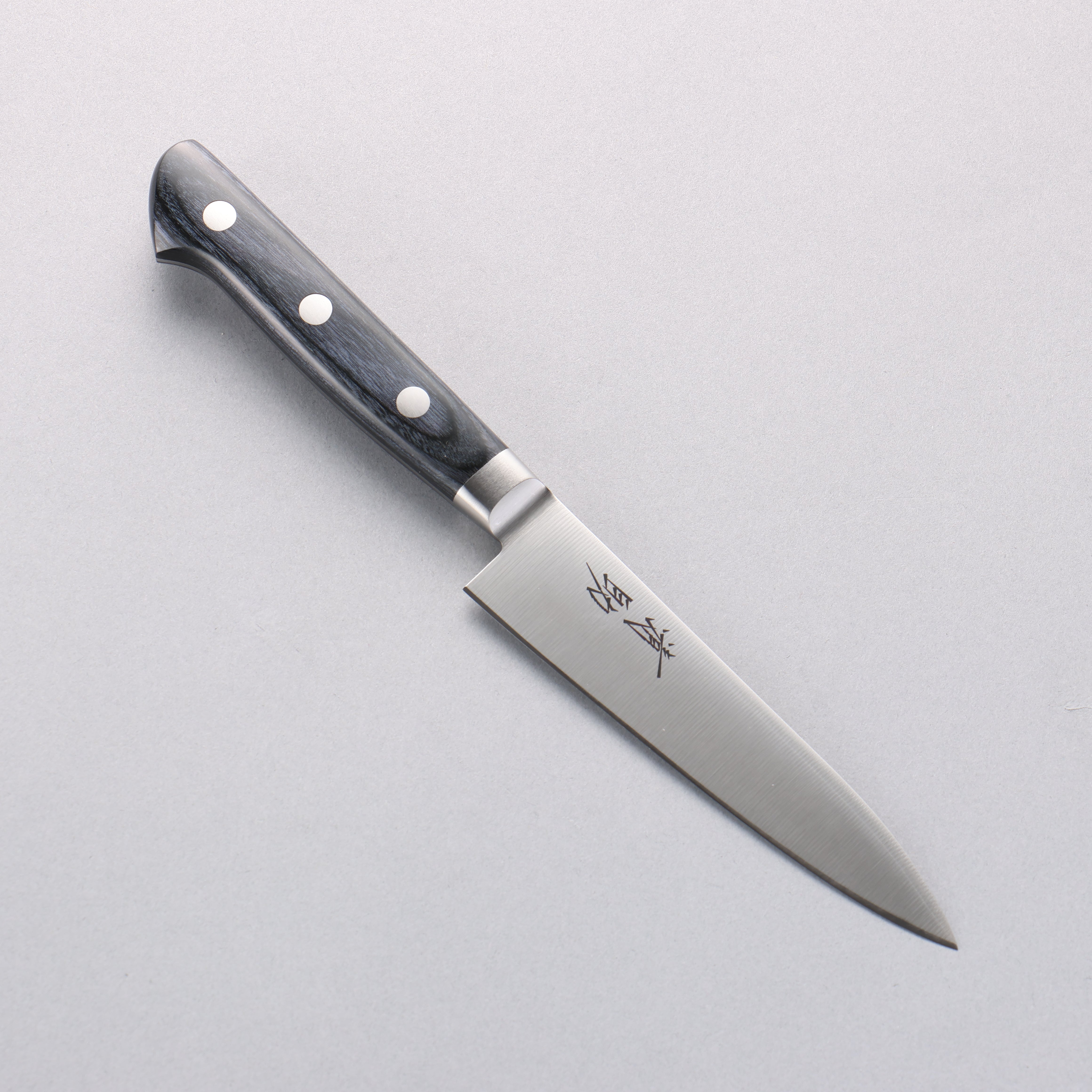 Seisuke Seiten 120mm Molybdenum Petty Utility Knife - Navy Blue Pakka Wood Handle with Sheath - Perfect for Home Cooking, Sushi Preparation & Professional Chef Use