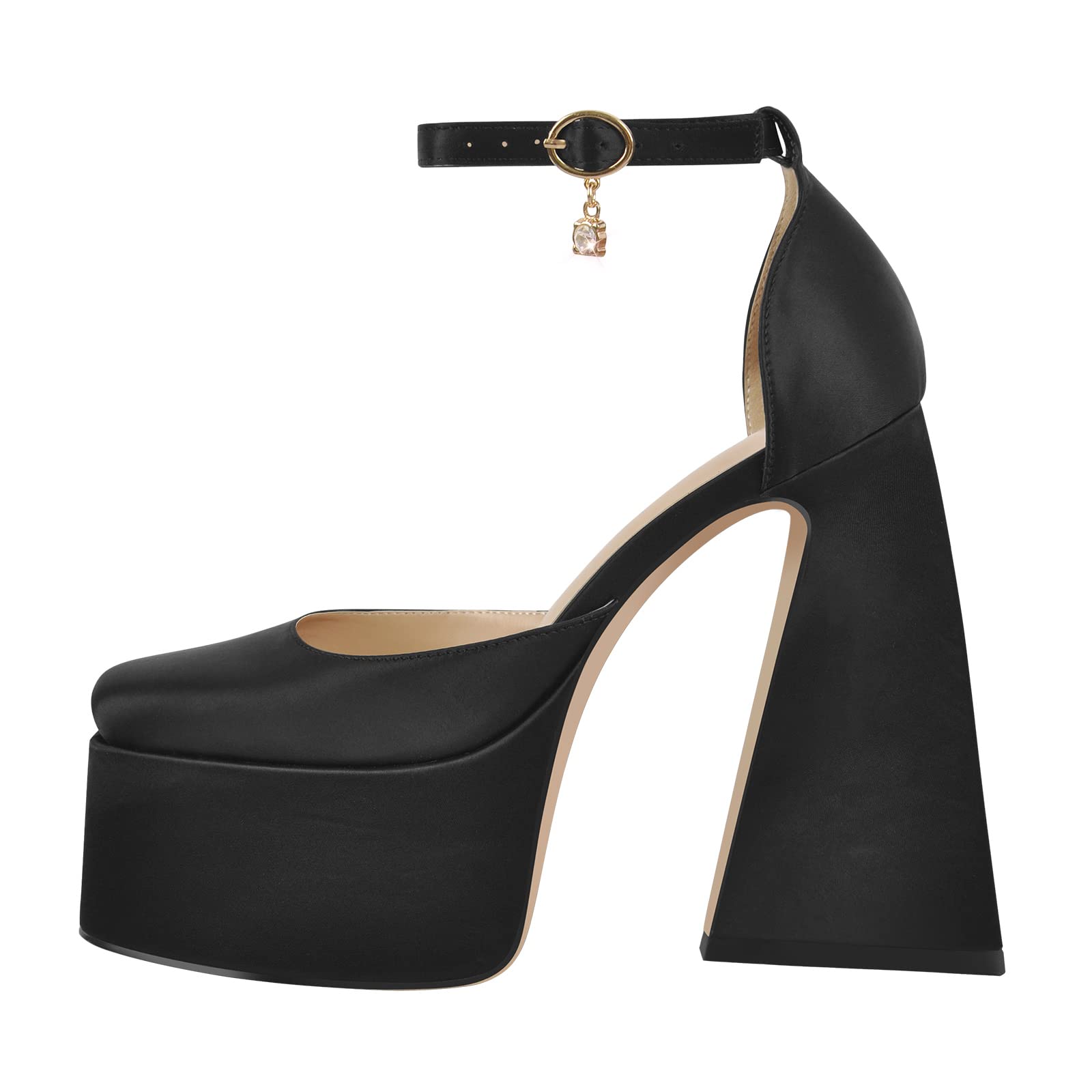 LISHAN Women's Pointed Toe Stiletto Heels - 5 Inch High Platform Pumps Slip On Shoes for Party, Wedding & Evening Wear
