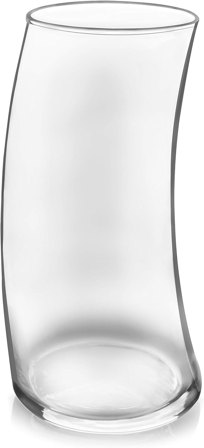 Libbey Swerve 16-Piece Drinking Glasses Set - Dishwasher Safe, Chip Resistant Everyday Glassware - Fun & Edgy Tumblers for Parties, Weddings & Special Events - Perfect for Cocktails, Iced Coffee & Home Entertaining