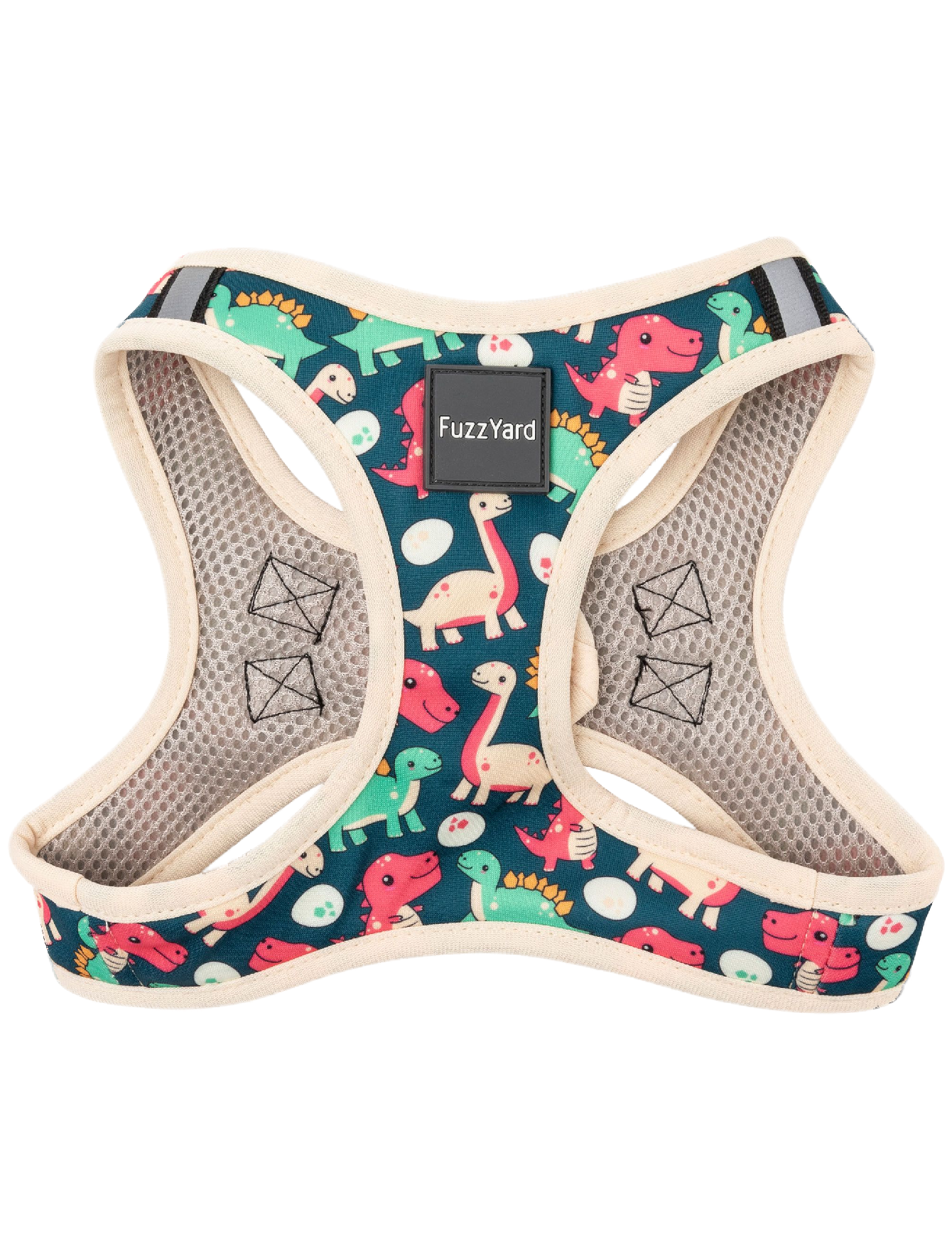 Fuzzyard Step-in Dog Harness with Dinosaur Print - Adjustable & Comfortable Pet Harness for Small, Medium & Large Dogs - Perfect for Walking, Hiking & Outdoor Adventures (6 Sizes)