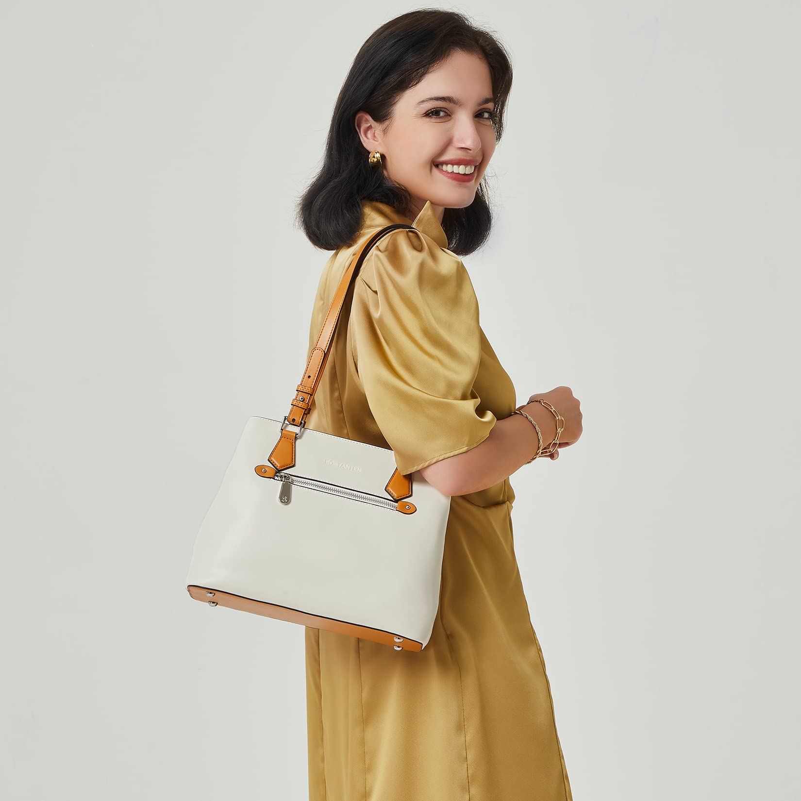 BOSTANTEN Genuine Leather Women's Handbag - Soft Designer Shoulder Bag & Top Handle Purse for Work, Travel & Everyday Use